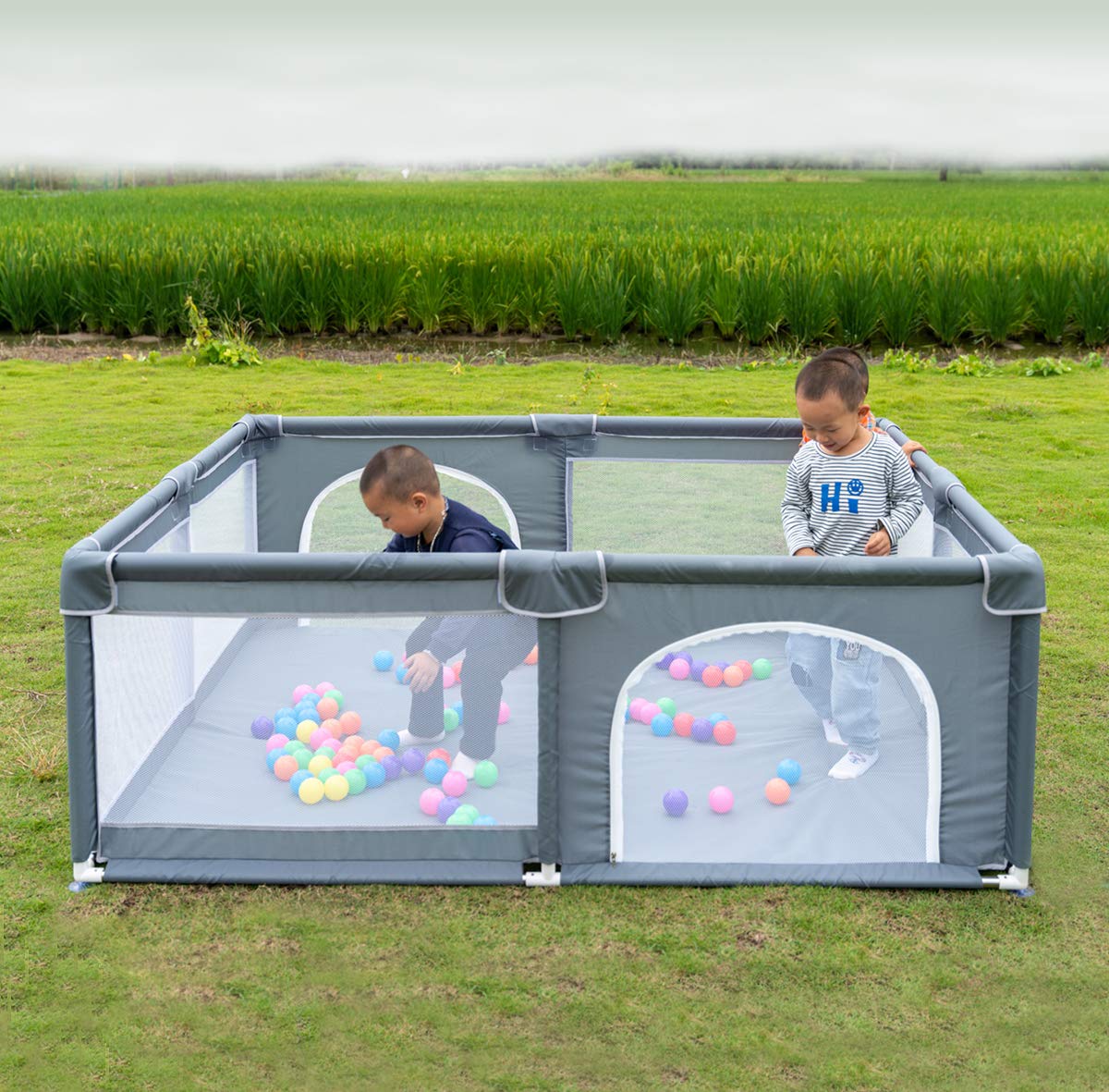 Gaorui Large Kids Baby Ball Pit - Portable Indoor & Outdoor Playpen for Toddlers | Safe Play Yard for Fun Activities & Popular Toys (Balls Not Included) - Perfect for Birthday Parties, Daycare Centers & Home Playrooms