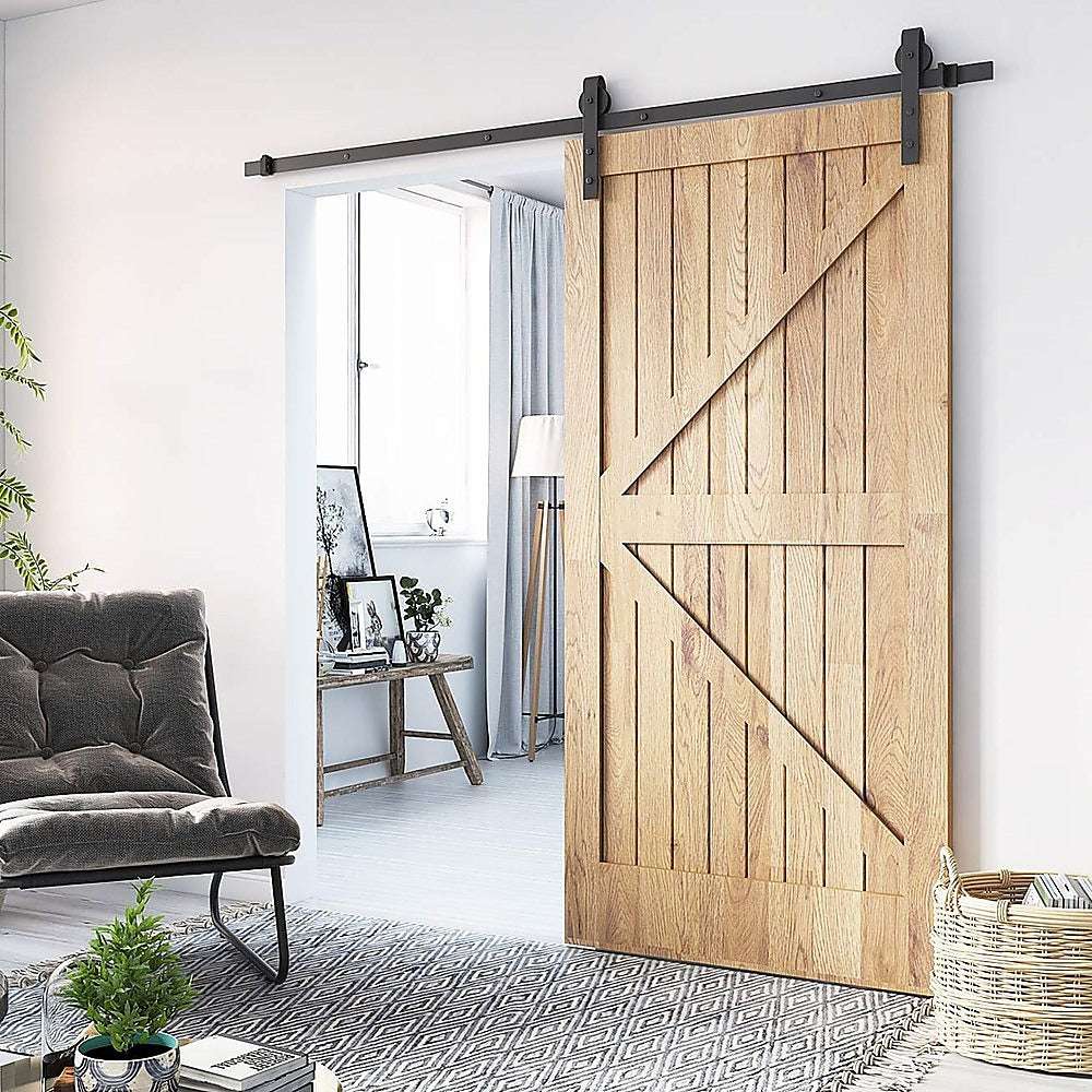 1.8m Heavy Duty Sliding Barn Door Hardware Kit - Durable & Sturdy for Modern Farmhouse, Bedroom, Closet, and Office Doors