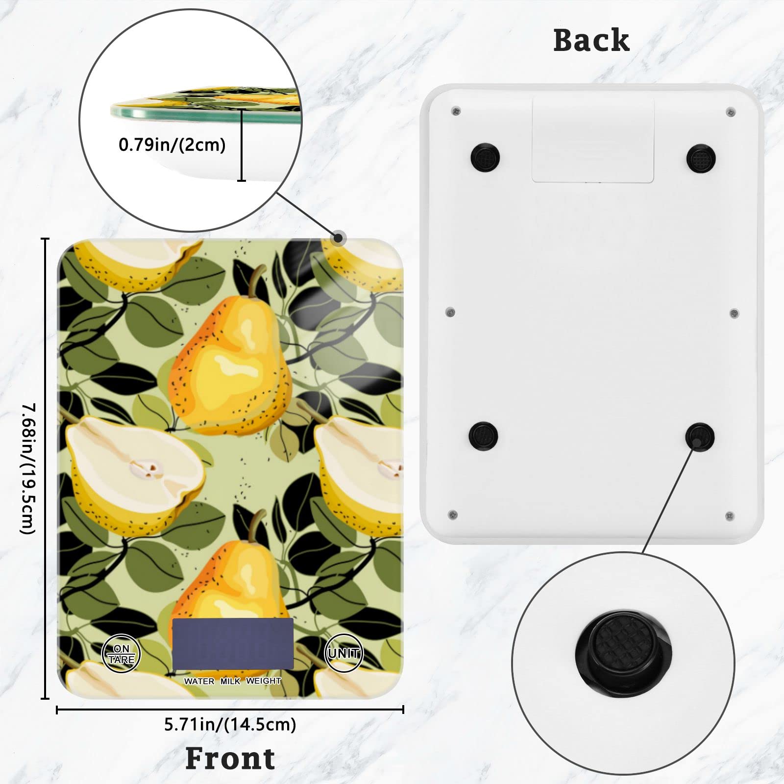 Pear Leaves Digital Kitchen Scale - Waterproof Food Scale with Ounces & Grams for Cooking, Baking, and Weight Loss | Perfect for Meal Prep, Portion Control, and Healthy Eating