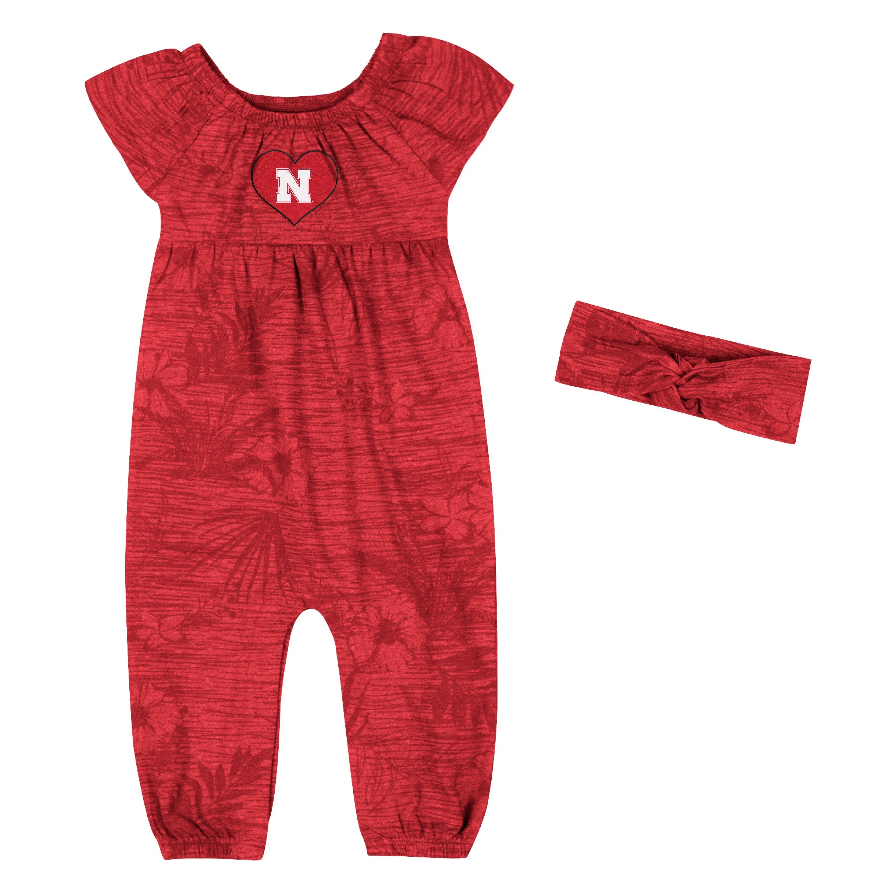 Nebraska Huskers Baby Girl Romper Outfit with Matching Headband - Soft Cotton Infant Jumpsuit for Game Day, Family Photos & Casual Wear