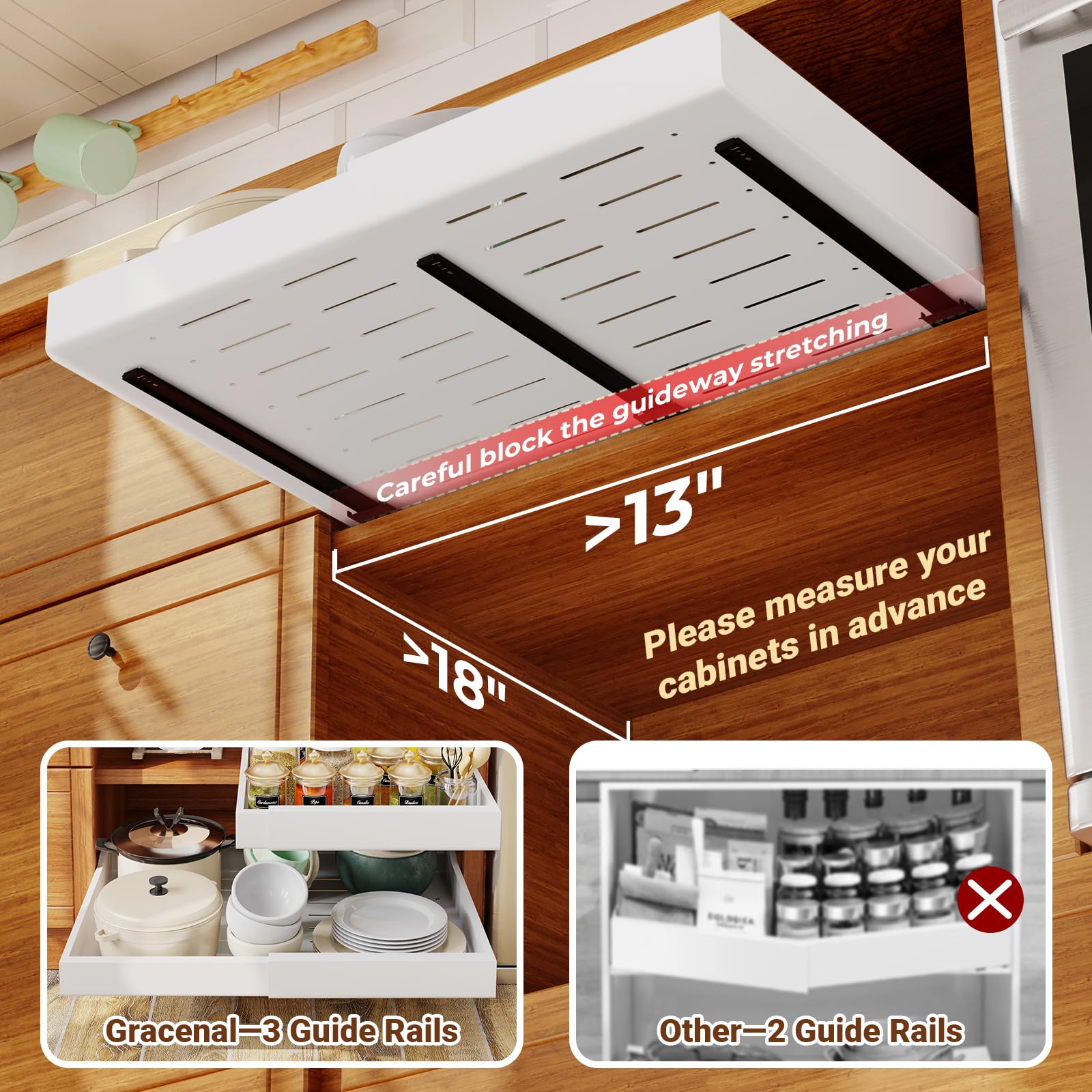 Expandable Pull Out Cabinet Organizer - Heavy Duty 16.5