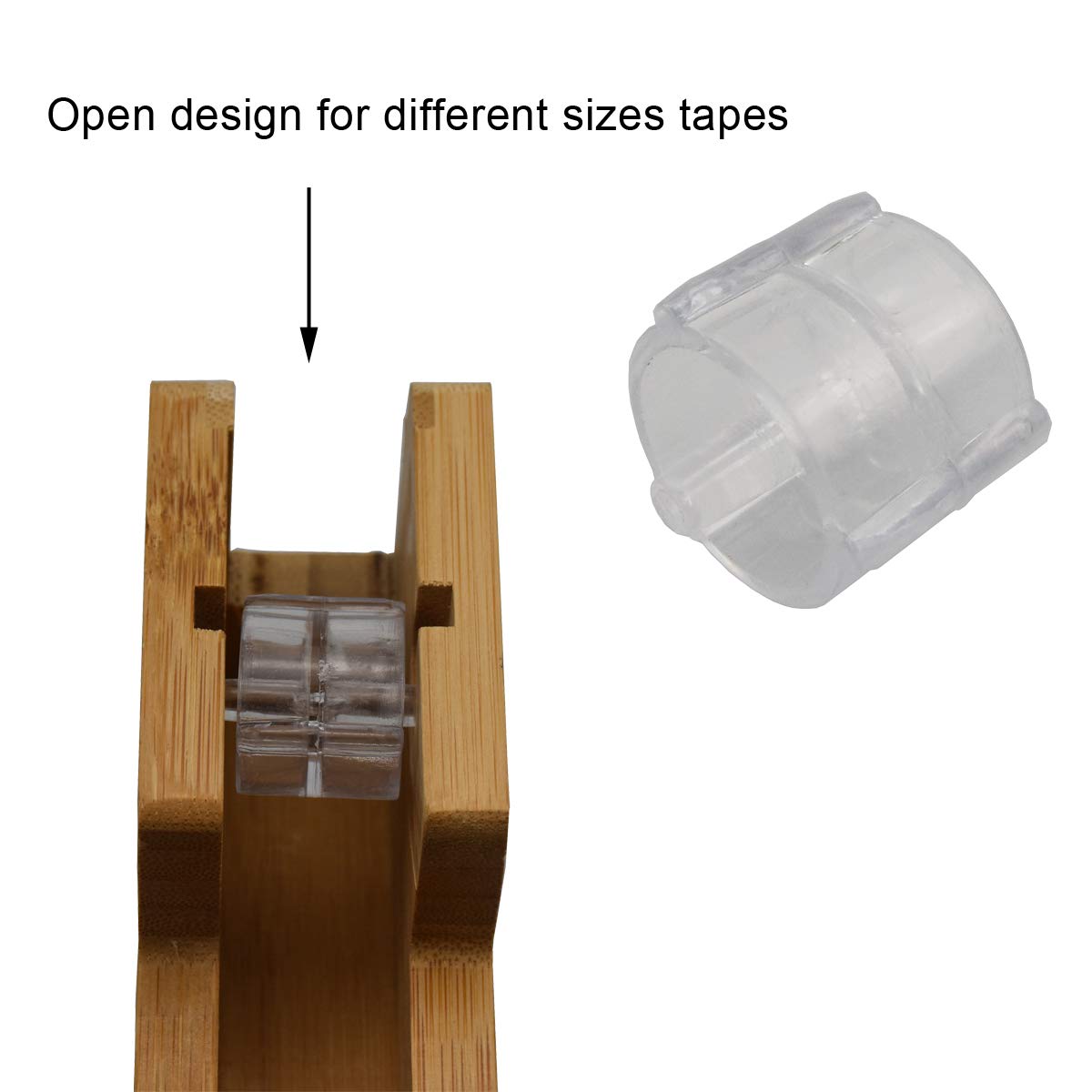 Enyuwlcm Bamboo Tape Dispenser - Eco-Friendly 100% Natural Bamboo Desk Organizer with Open End - Perfect for Office, Home & School Use (1 Pack)