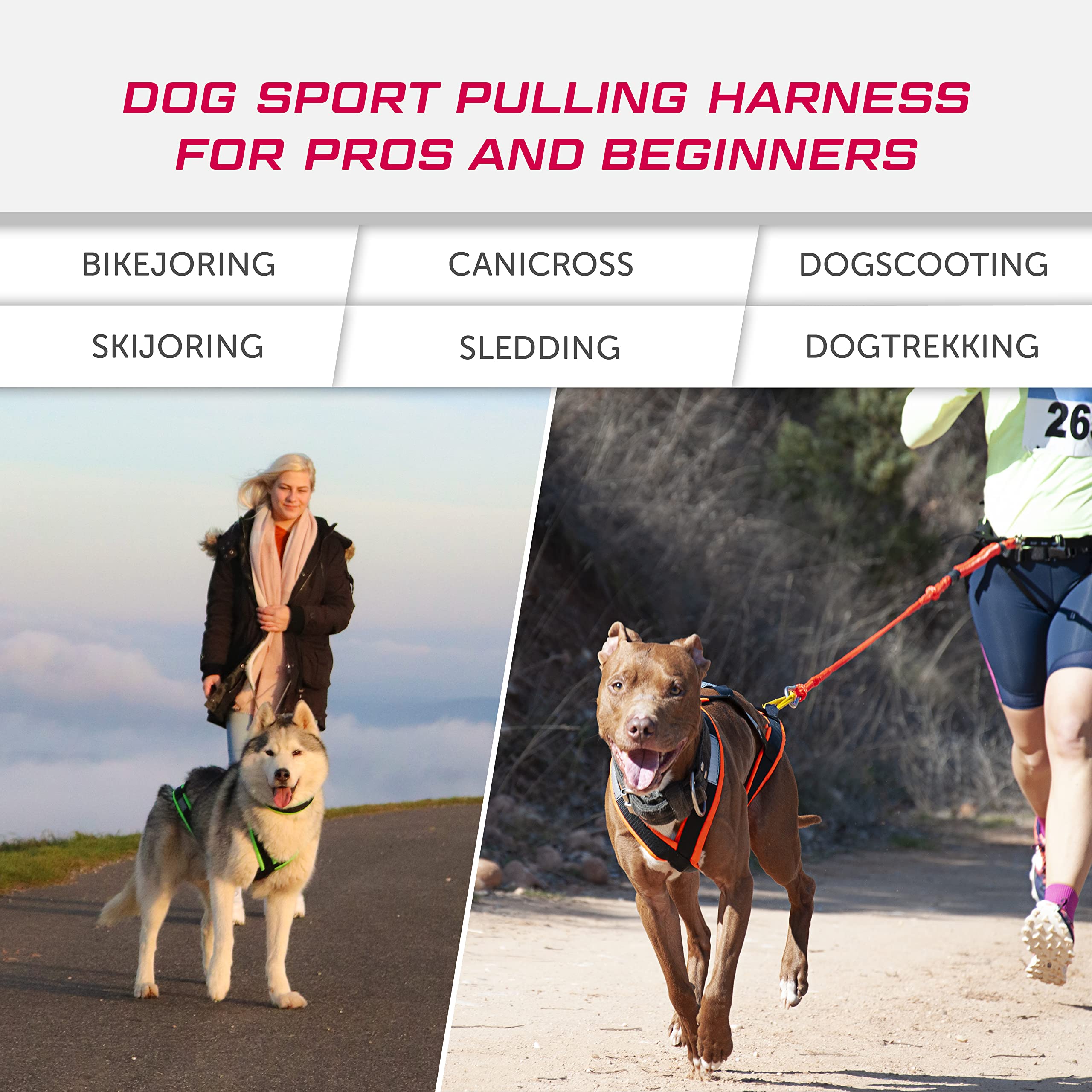 Durable XBack Dog Weight Pulling Harness for Canicross, Bike Joring & Ski Joring - Heavy Duty Sled Harness for Dog Mushing & Running - Adjustable Black & Light Blue Sport Harness - Perfect for Outdoor Training, Winter Activities & Canine Fitness