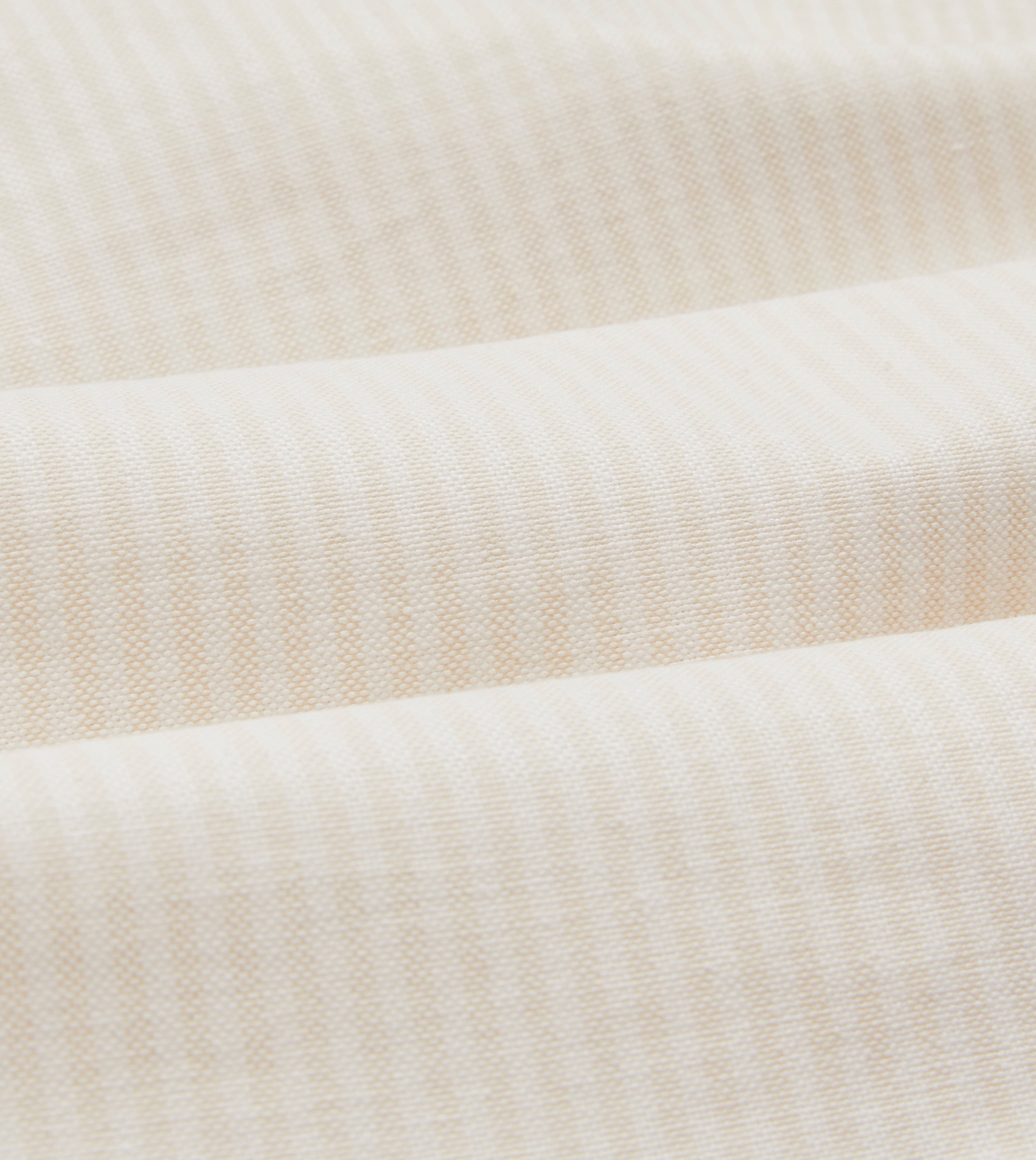 Premium Cream Ticking Stripe Cotton Oxford Button Down Shirt for Men - Classic Casual & Business Wear, Perfect for Office, Date Night & Outdoor Events