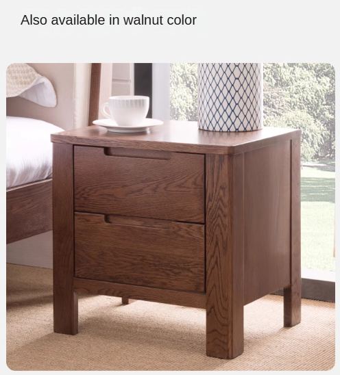 Solid Oak Wood Nightstand with Drawer - Rustic Bedside Table for Bedroom, Living Room & Office - Durable & Stylish Furniture for Home Decor
