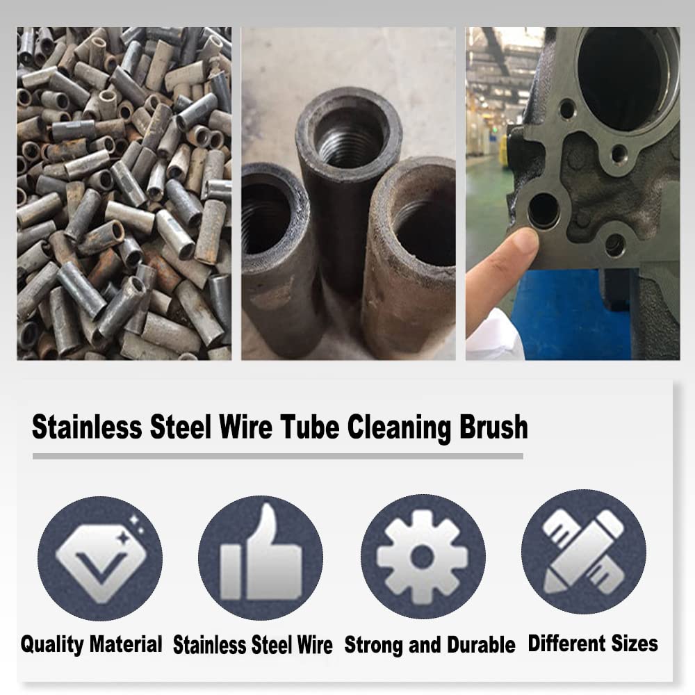 Utoolmart Stainless Steel Wire Tube Cleaning Brush - Round Chimney & M6 Threaded Interface Cleaner (12mm Diameter, 160mm Length, 2-Pack) - Perfect for HVAC, Plumbing & Fireplace Maintenance