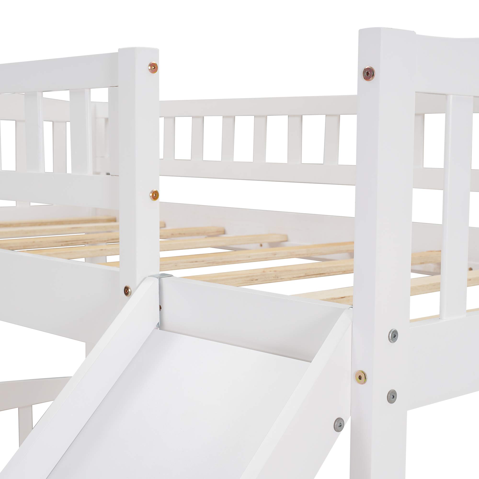 Twin Over Twin Bunk Bed with Slide & Ladder - Sturdy Kids Bunk Bed for Children & Teens, No Box Spring Required | Perfect for Small Bedrooms, Shared Kids Rooms & Sleepovers