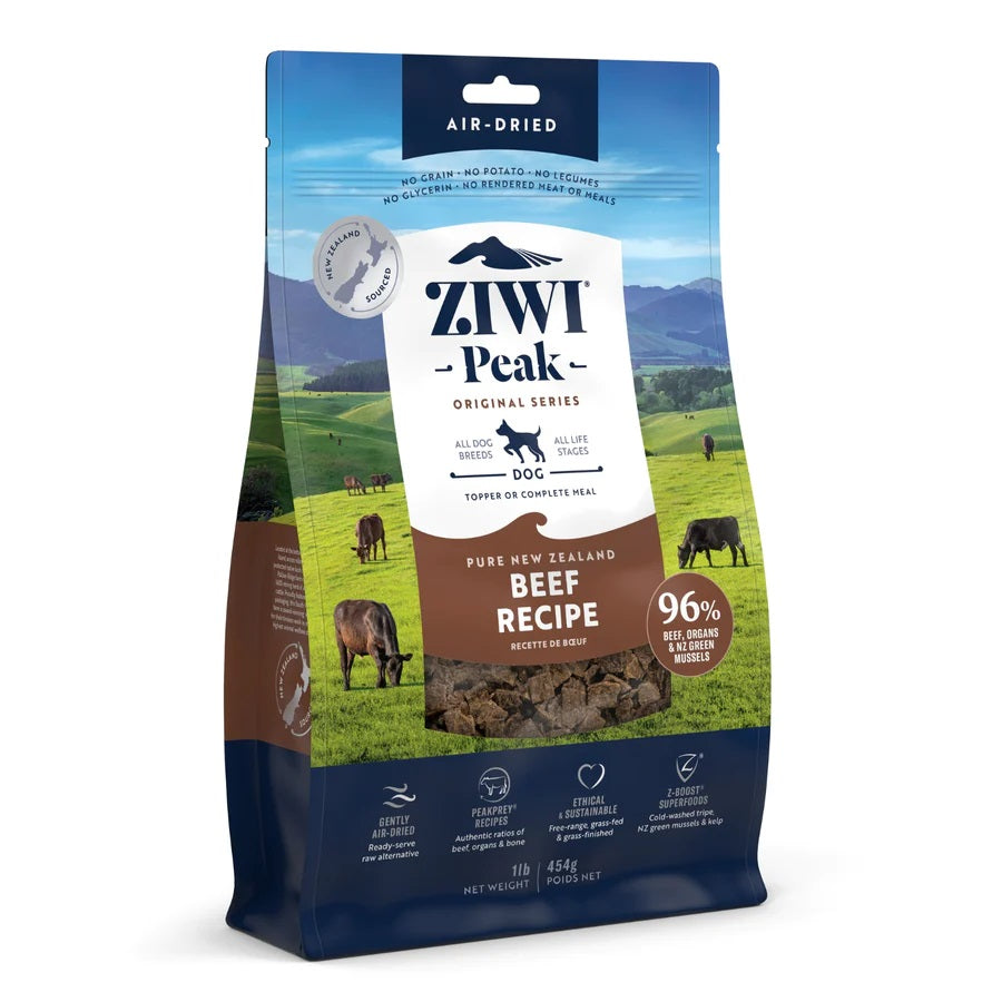 Ziwi Peak Air Dried Beef Dog Food - High Protein Grain-Free Natural Dog Treats for All Breeds & Ages - Perfect for Training, Travel & Outdoor Adventures