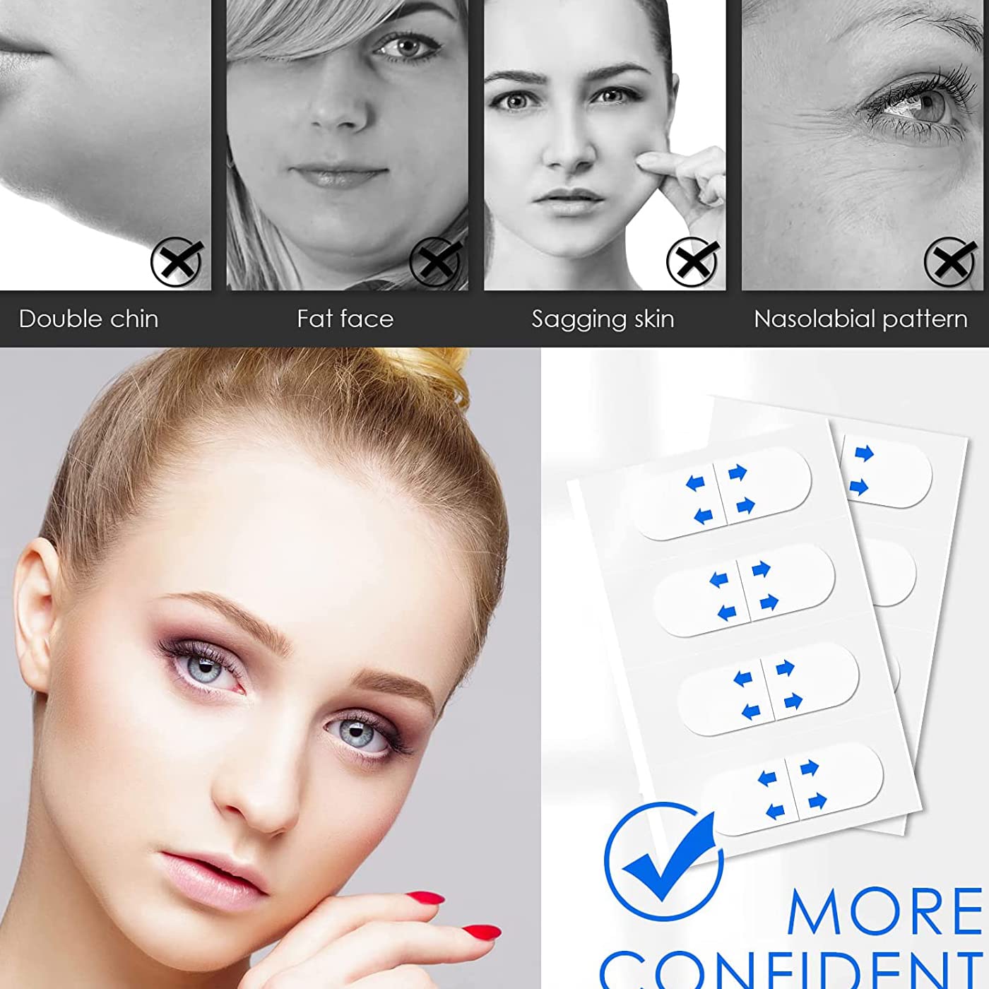 Silent Face Lift Tape - Invisible Facial Lifting Tape for Double Chin & Jowls | Instant Neck Tightening | Waterproof Makeup Stickers (40 Pcs) - Perfect for Weddings, Photos & Everyday Youthful Look