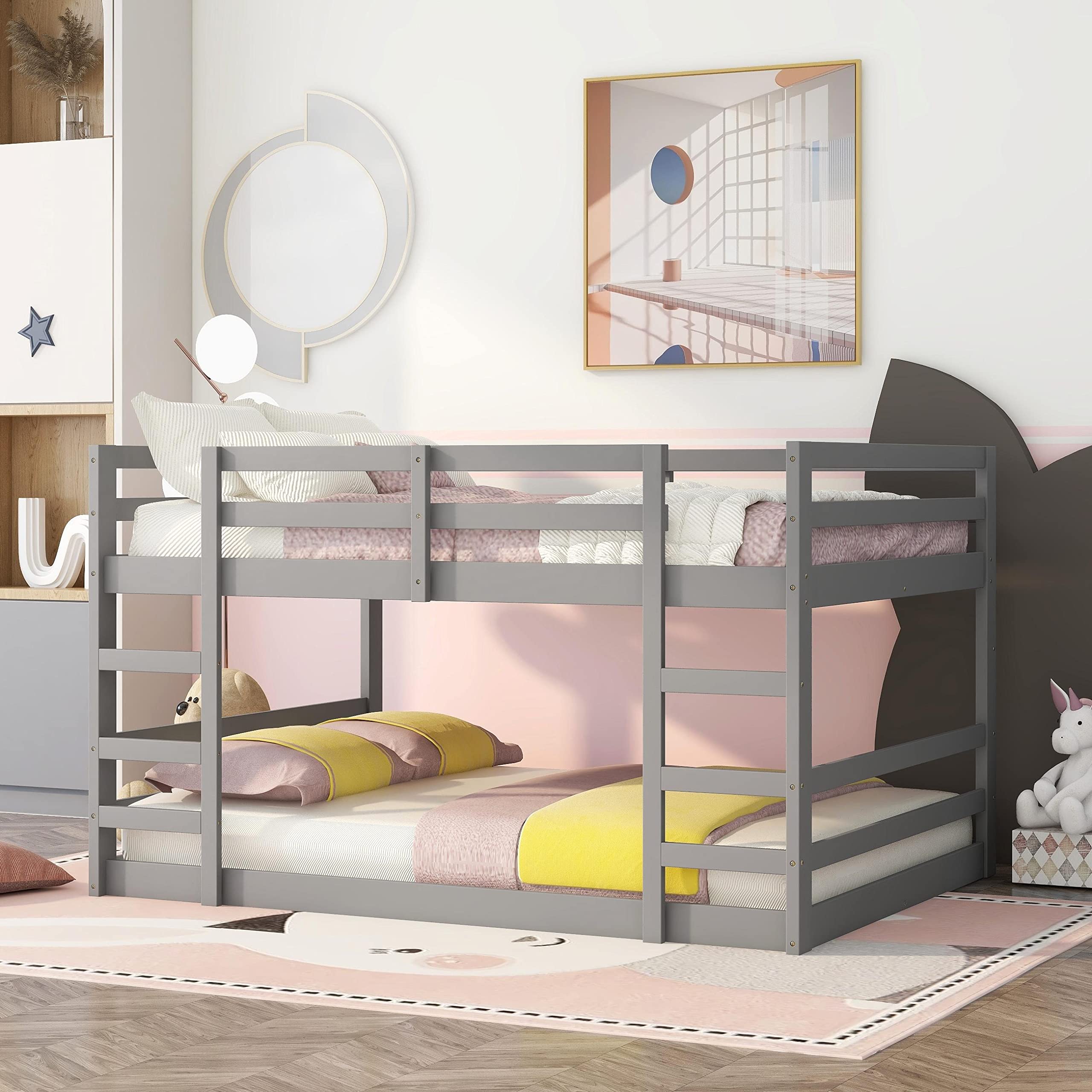 Kids Bunk Bed Frame with Stairs & Guardrails - Twin Over Twin Space-Saving Bed for Boys & Girls, Perfect for Small Bedrooms