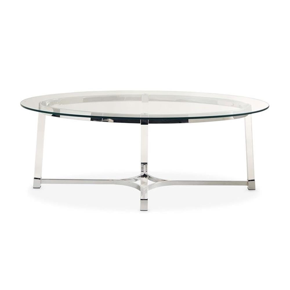 Modern Oval Glass Top Coffee Table - Sleek & Stylish Centerpiece for Living Room, Lounge, or Office - BOWERY HILL Contemporary Furniture
