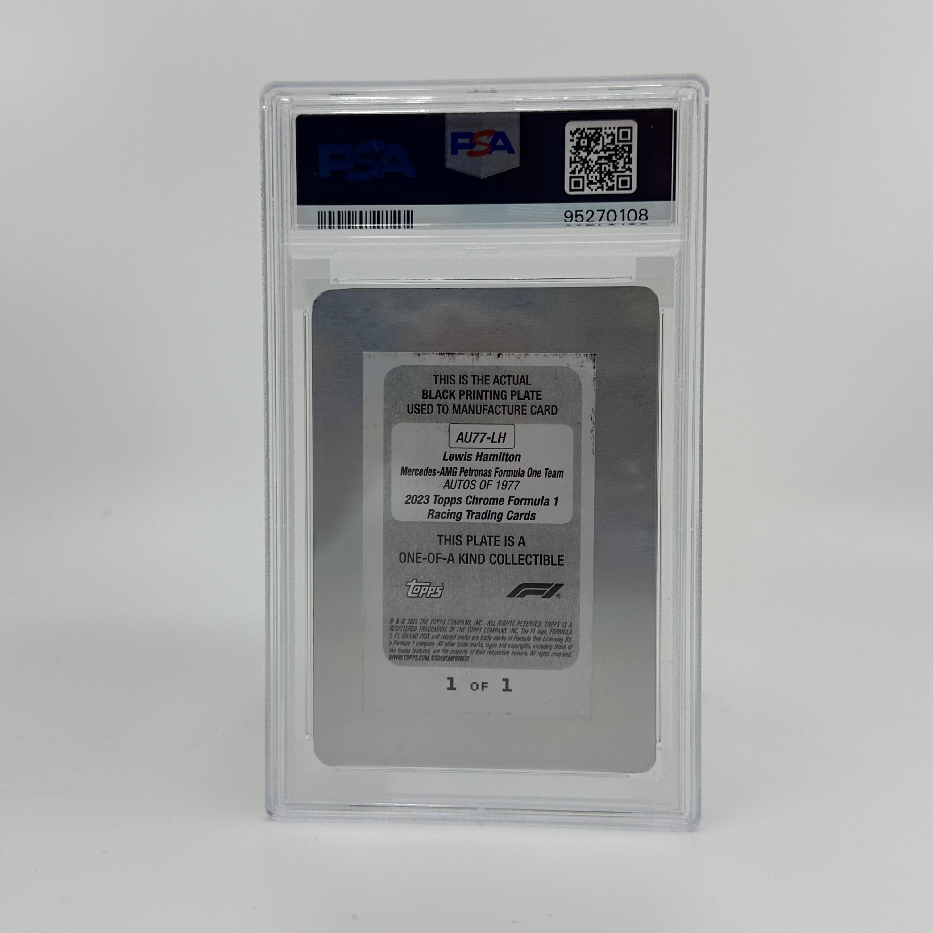 2023 Topps Chrome Lewis Hamilton #AU77 LH Black Printing Plate – Limited Edition F1 Collectible for Racing Fans & Memorabilia Enthusiasts