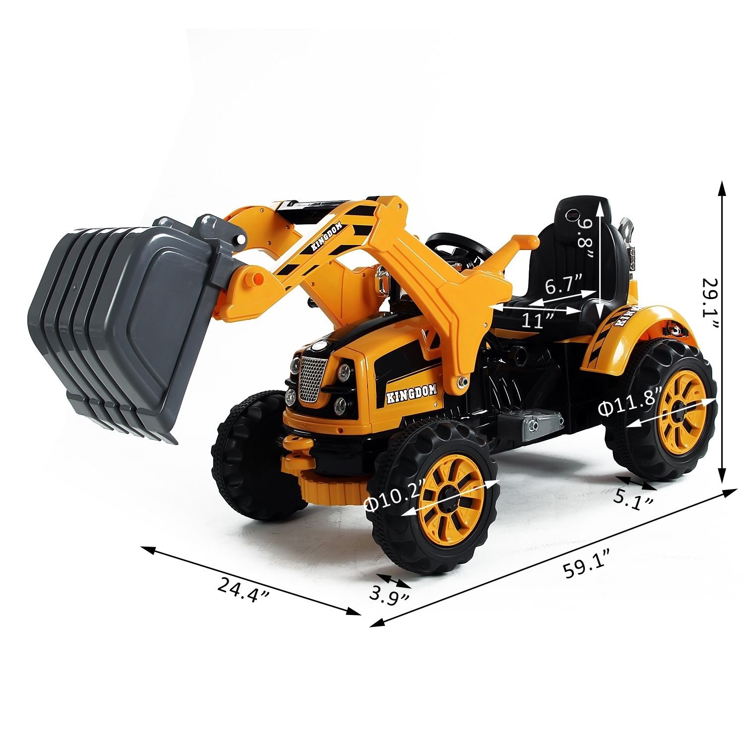 **Aosom 6V Electric Kids Ride-On Toy Digger - Construction Excavator Tractor Vehicle with Forward & Backward Motion - Perfect for Outdoor Play & Pretend Construction Fun**