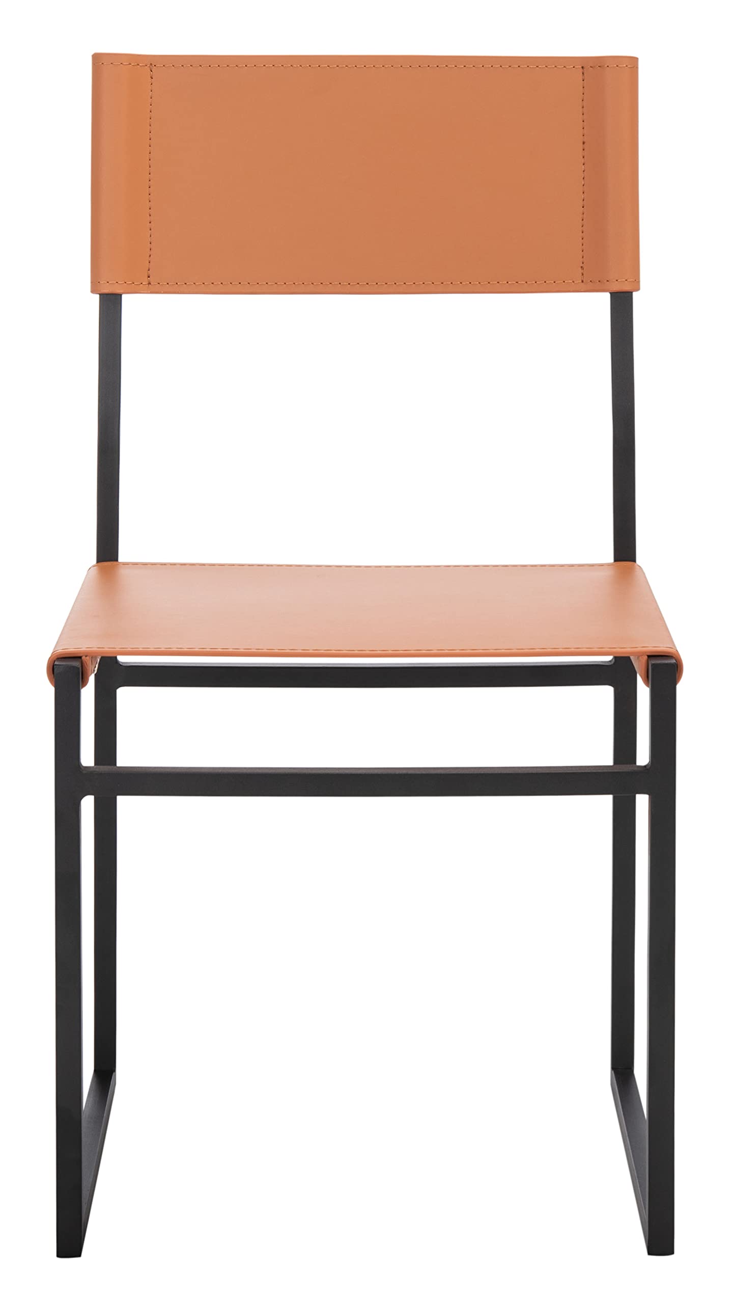 SAFAVIEH Layne Cognac Brown & Black Accent Chair for Living Room & Dining Room - Fully Assembled Modern Home Decor - Perfect for Small Spaces, Apartments & Cozy Corners