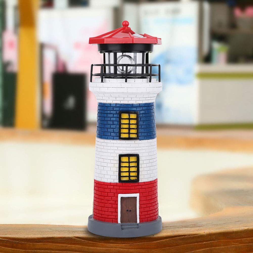Omabeta LED Solar Powered Lighthouse Statue - Outdoor Rotating Garden Light for Yard, Lawn & Patio Decor - Waterproof Solar Lighthouse Lamp in Red, Blue & White - Perfect for Pathway, Landscape & Backyard Lighting