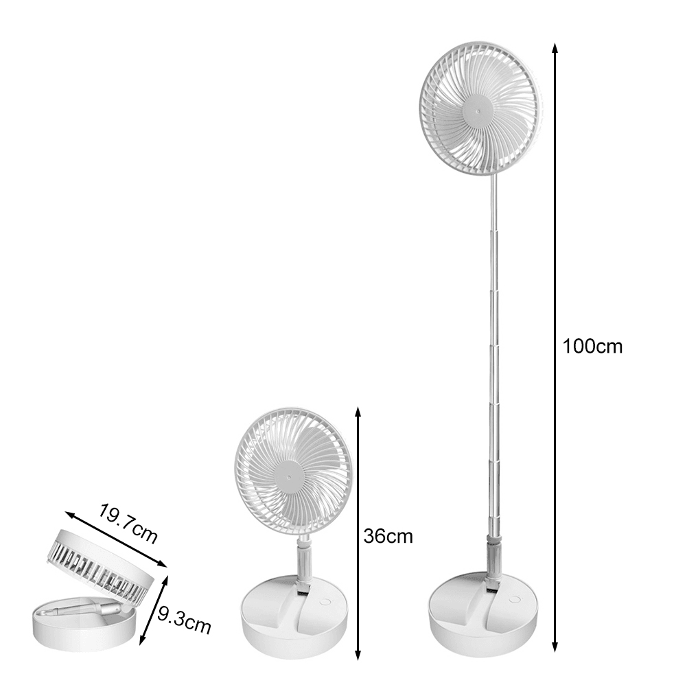 4 in 1 Foldable Portable Fan - USB Rechargeable, 3 Speed Settings, Quiet Personal Cooling Fan for Home, Office, Travel, Camping & Outdoor Activities