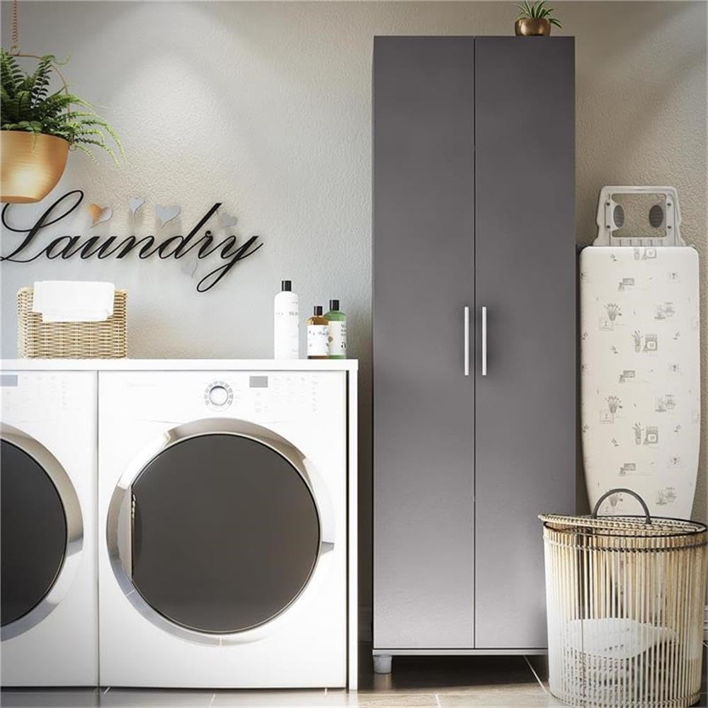 Systembuild Evolution Camberly 24-Inch Utility Storage Cabinet in Graphite Gray - Perfect for Garage, Basement, or Workshop Organization