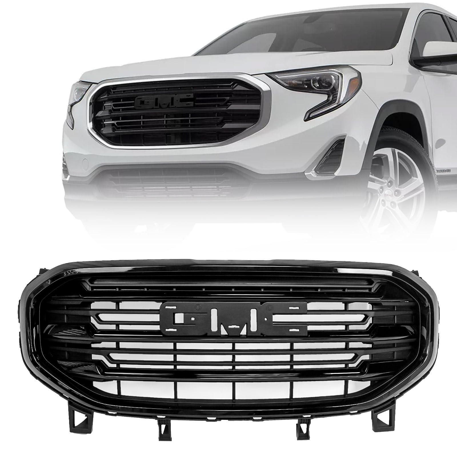FIONE - Replacement Black Upper Front Bumper Grille for 2018-2021 GMC Terrain SLE | Compatible with Part #84236083 | Durable ABS Plastic Mesh Design for Off-Road & Daily Driving Protection