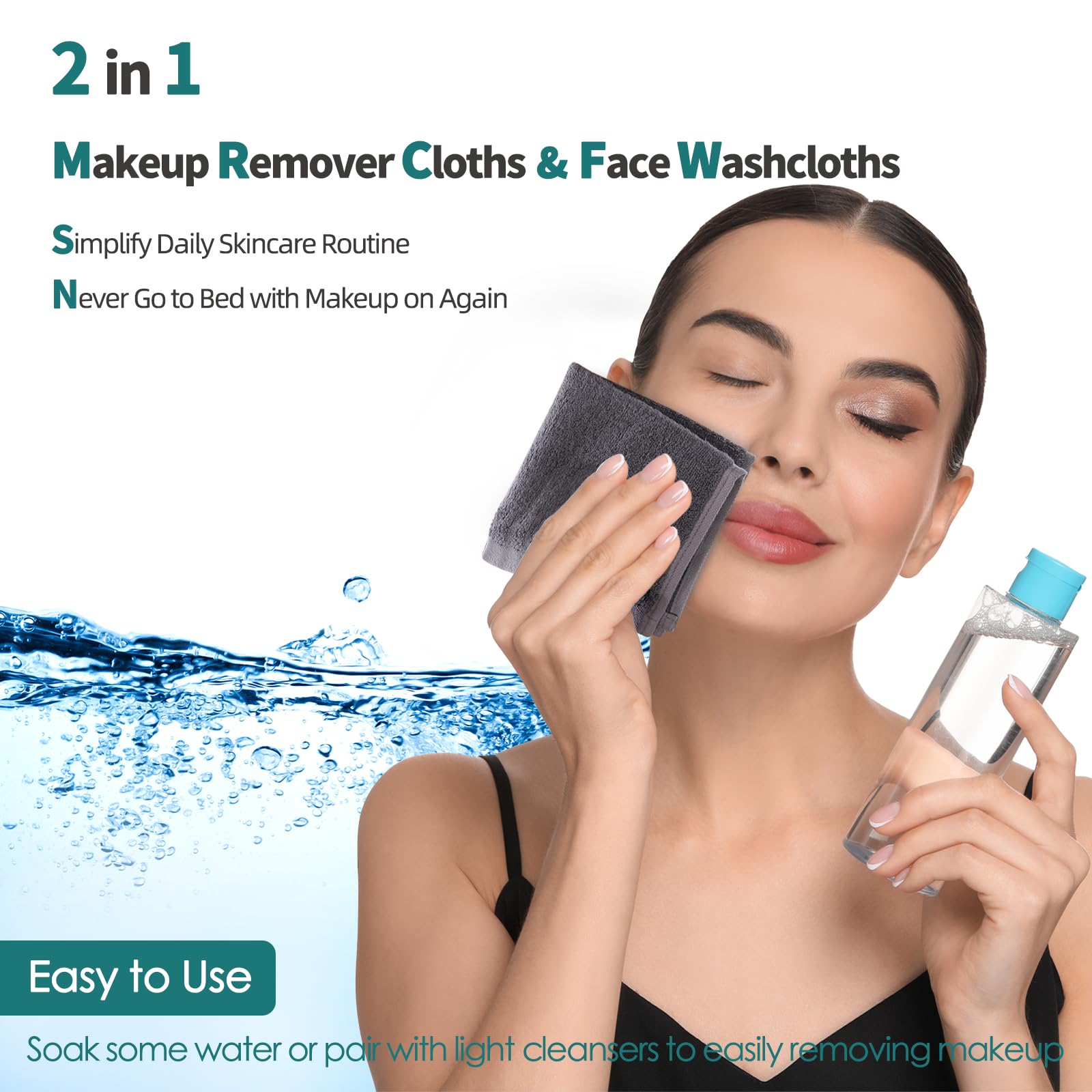6 Pack Reusable Makeup Remover Washcloths | 13x13 Inch Soft Face & Body Towels | Gentle on Sensitive Skin | Quick-Dry Facial Cleaning Cloths for Daily Skincare & Travel