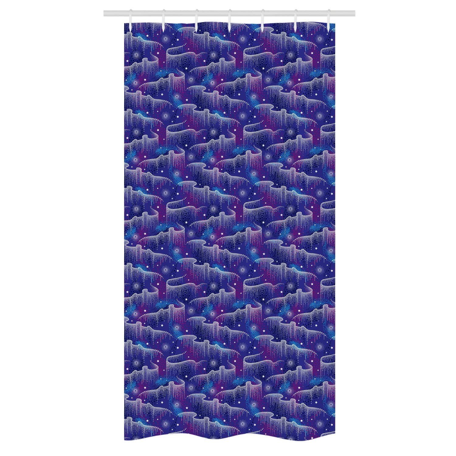 Ambesonne Abstract Northern Lights Shower Curtain Set - Aurora Borealis Starry Sky Design, 36x72 Inches, Violet Blue Fabric Bathroom Decor with Hooks - Perfect for Modern, Boho & Spa Bathrooms