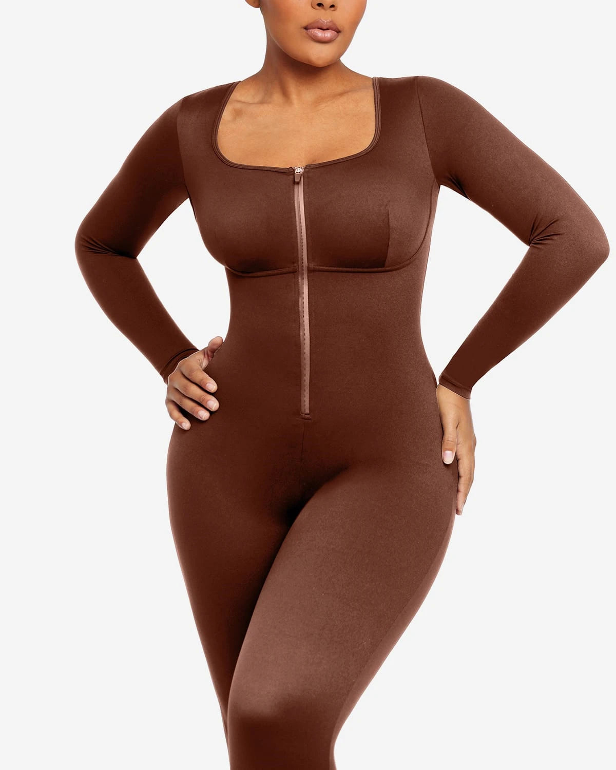 AirSlim® Long Sleeve Sport Shaping Jumpsuit for Women - Slimming Workout Bodysuit with Compression for Yoga, Gym & Running - Tummy Control & Body Shaper Activewear