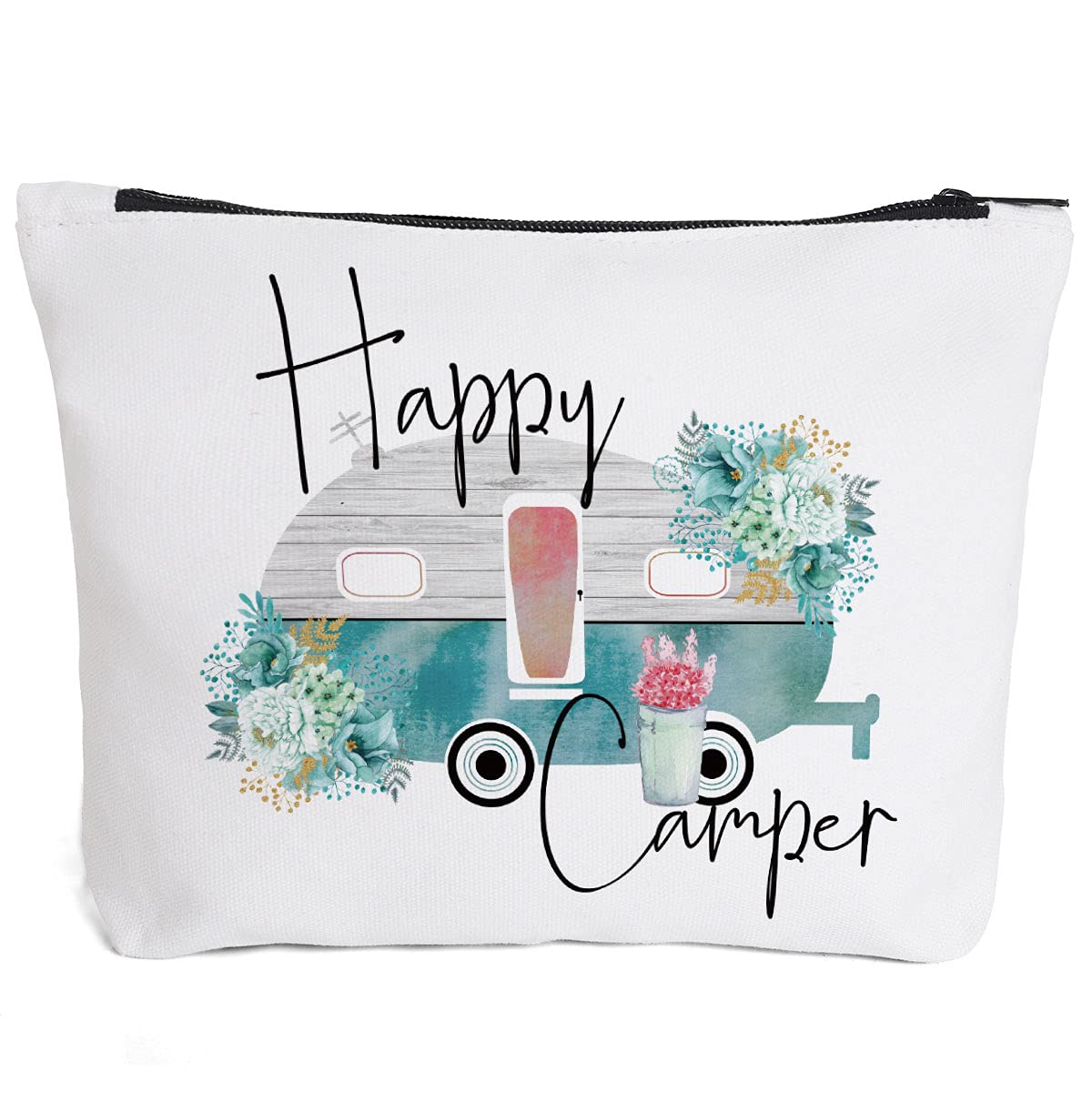 Fokongna Vintage Camping Makeup Bag - Retro Travel Trailer Accessories for Happy Campers | Perfect for RV Decor, Campfire Gifts & Outdoor Adventure Essentials