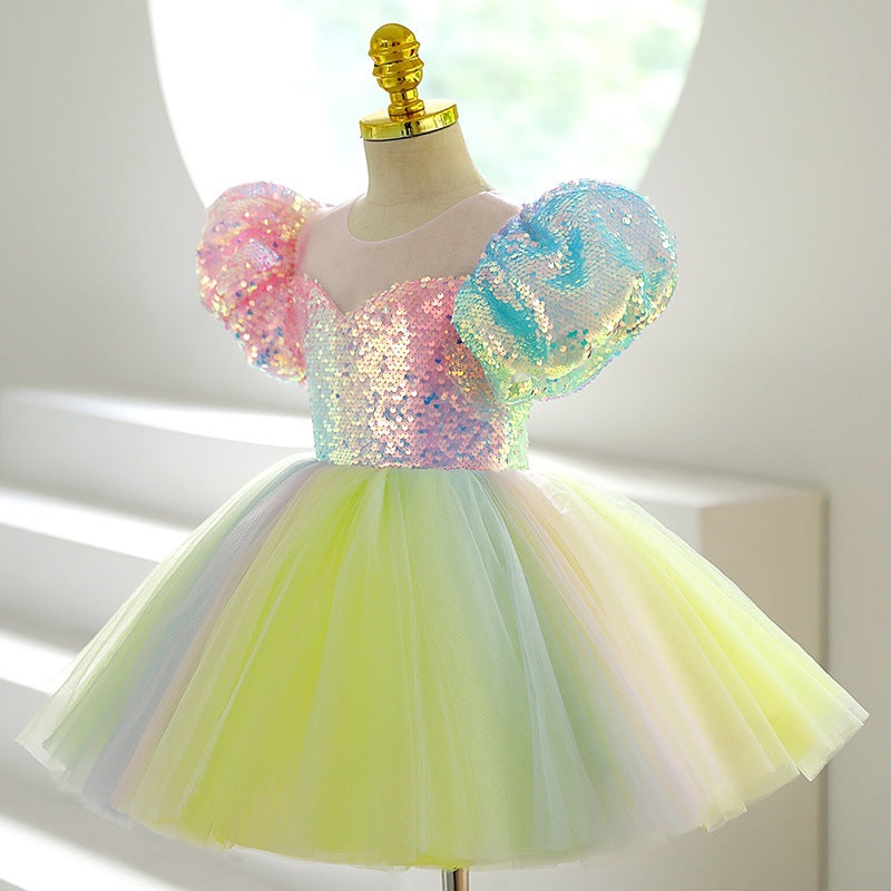 Rainbow Princess Birthday Dress for Baby Girls | Toddler Christmas Party Gown | Perfect for Birthday Celebrations, Holiday Photos & Special Occasions