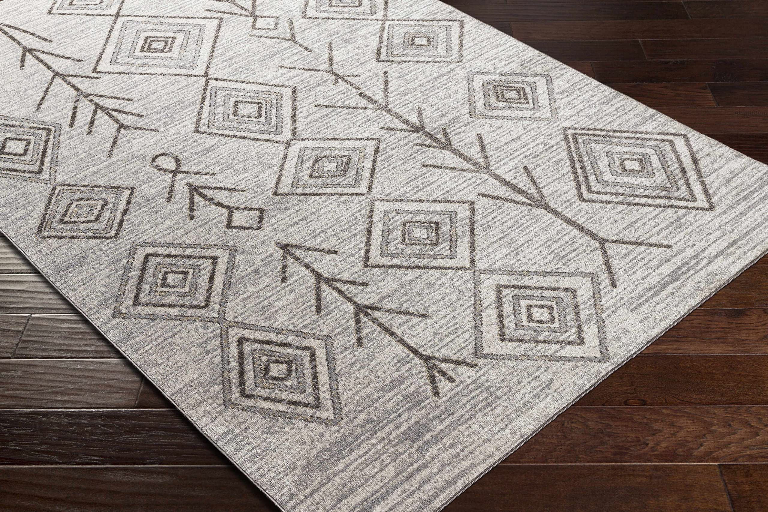 Hauteloom Kericho Machine Washable Area Rug - Soft & Durable for Living Room, Bedroom - Brown & Gray - 6'7