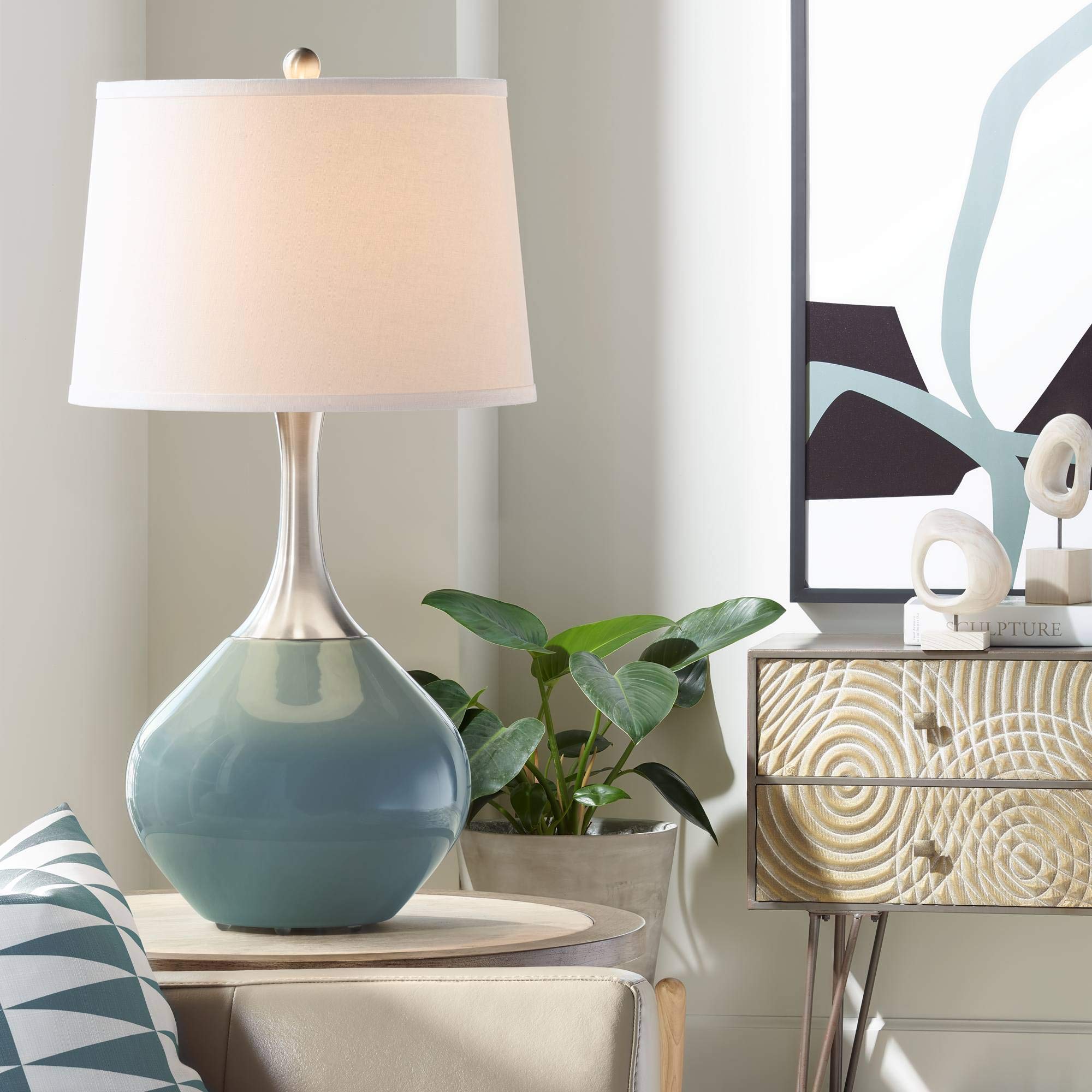Modern Glass Smoky Blue Table Lamp - 31