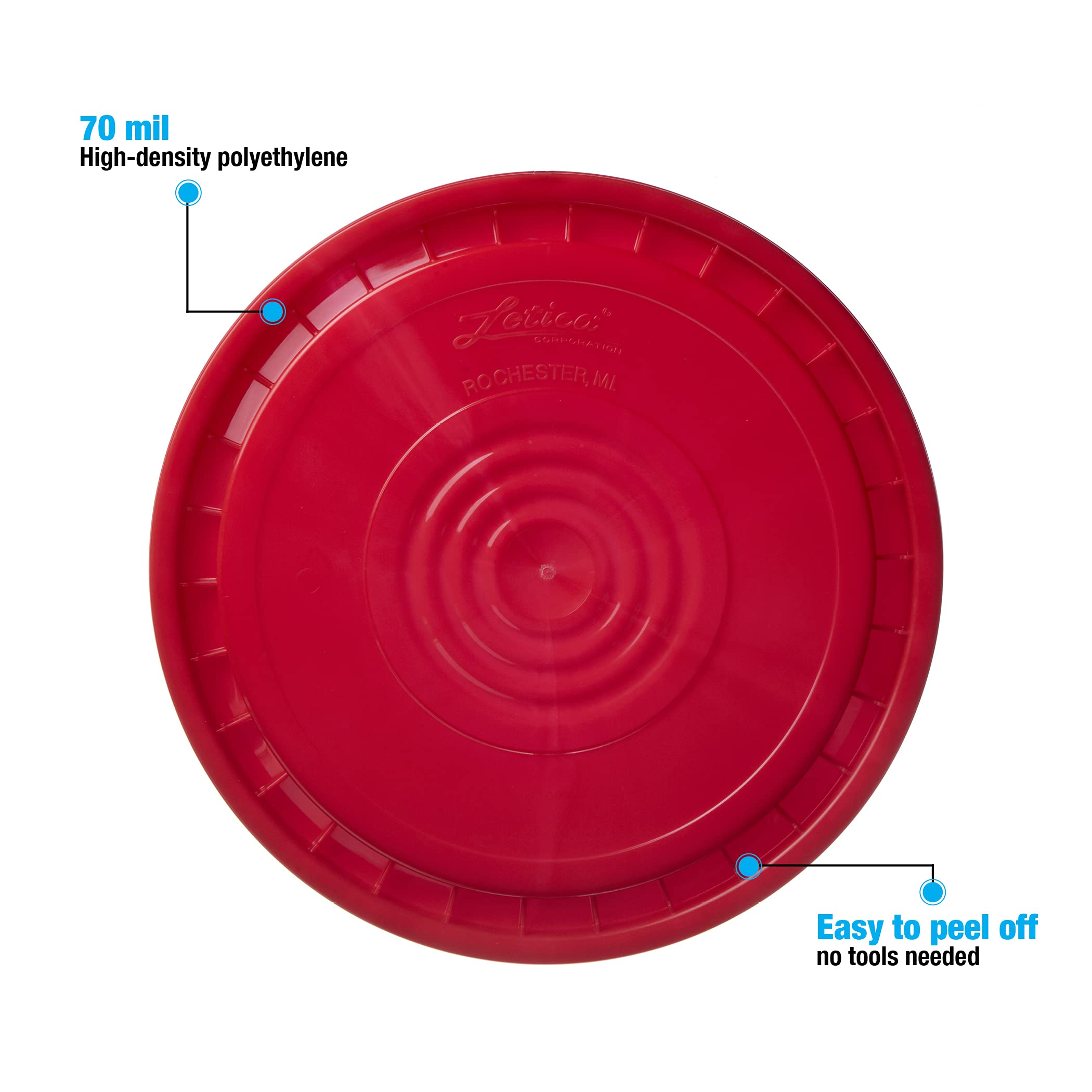 Hudson Exchange 5LHV-red Reusable Bucket Lid - Easy Peel Design Fits 3.5, 5, 6 & 7 Gallon Buckets - HPDE Plastic - Red - Perfect for Food Storage, Paint Mixing & Home Organization