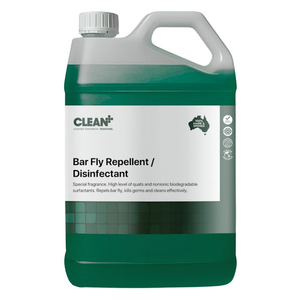 Clean Plus Bar Fly Repellent & Disinfectant - 5L (1.32 Gallon) for Outdoor, Stable, and Farm Use - Kills Flies & Germs Effectively