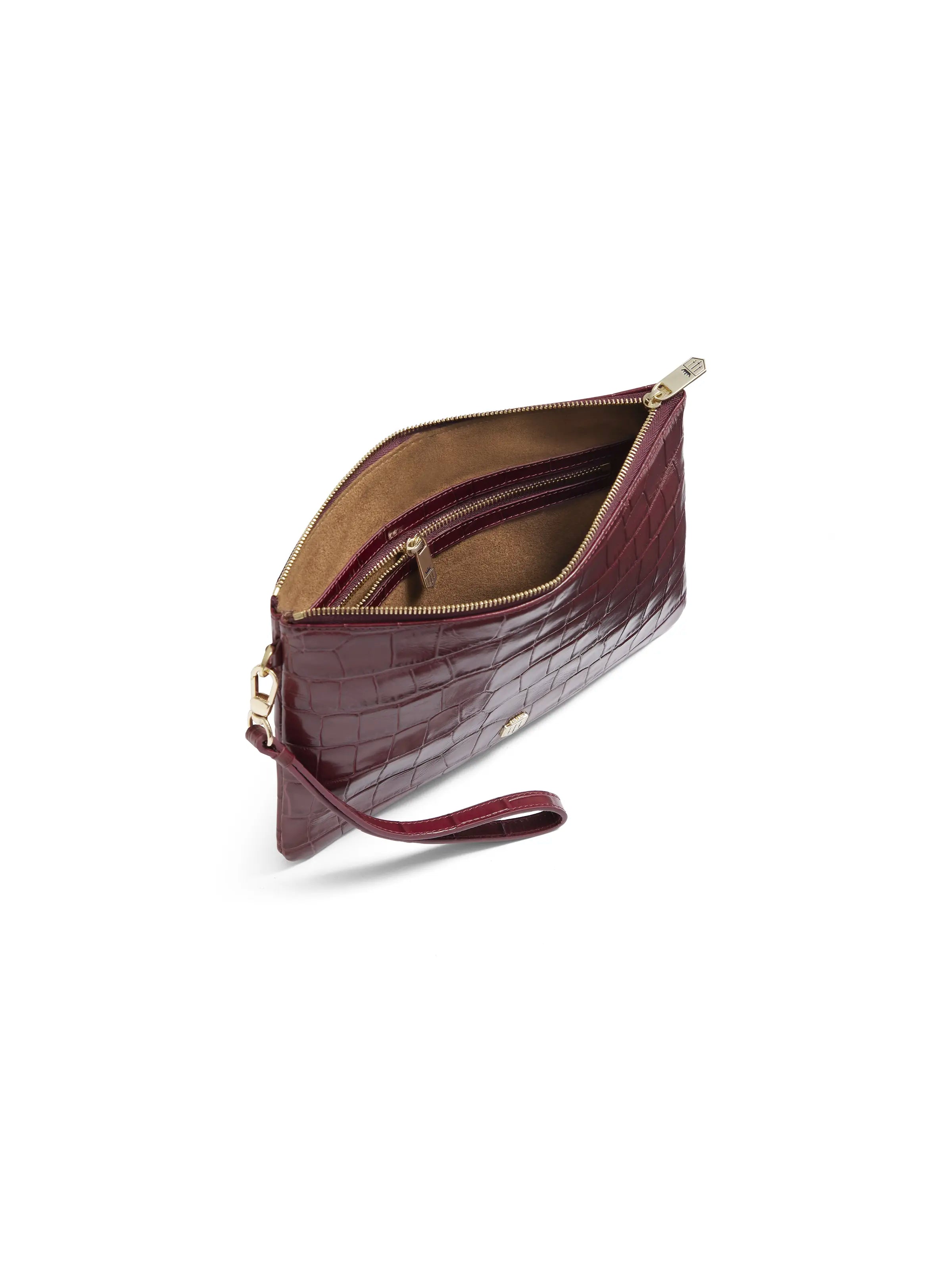 Highbury Clutch Ruby Croc - Stylish Women's Handbag for Evening Parties, Date Nights & Special Occasions