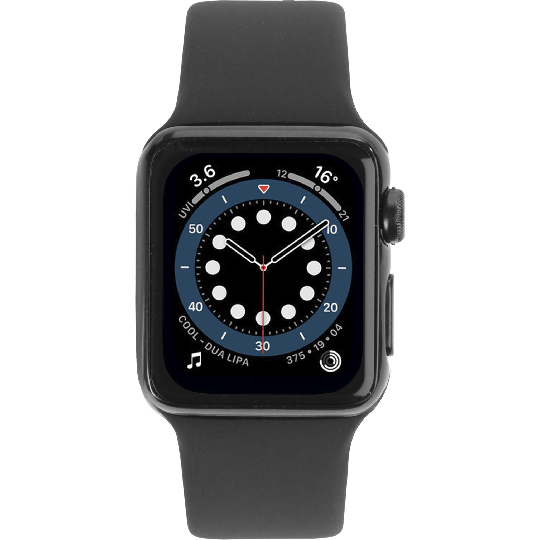 3sixT Durable Silicone Band for Apple Watch Series 7/6/5/4/SE [42mm/44mm] - Black Sport Strap - Comfortable & Sweatproof Replacement Watch Band for Workout, Running & Daily Wear