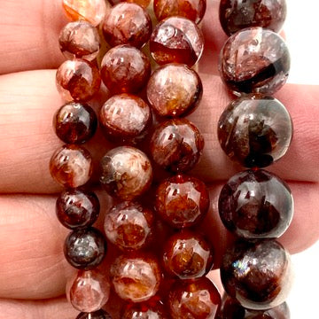 Natural Red Hematoid Fire Quartz Bracelet for Women - Healing Crystal Energy Jewelry for Meditation, Chakra Balancing & Spiritual Protection