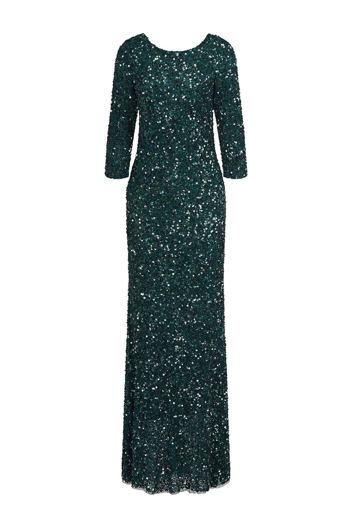 Sparkly 3/4 Sleeve Sequin Party Dress for Women - Elegant Pine Green Evening Gown for Cocktail Parties, Prom, and Special Occasions