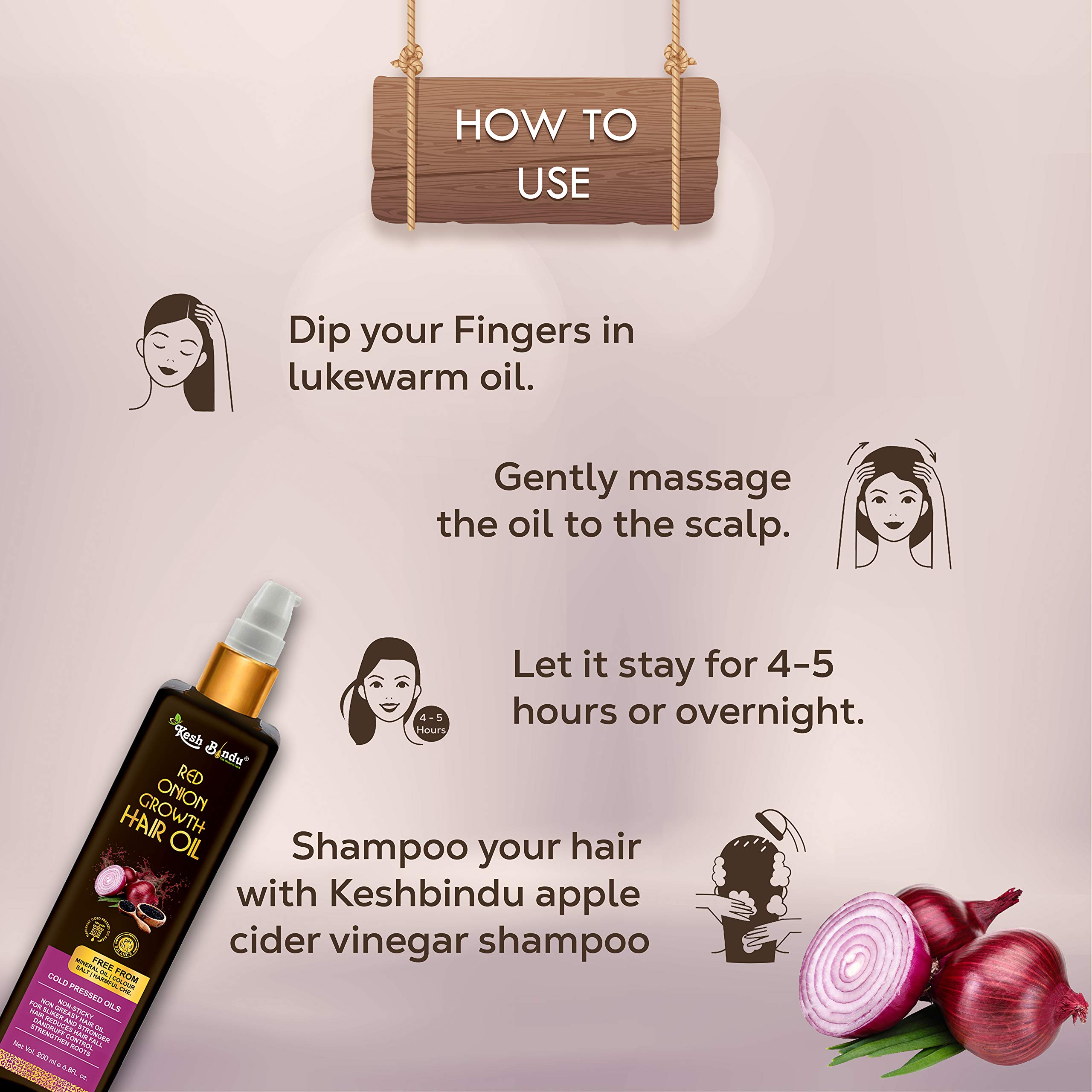 KESHBINDU Onion Hair Oil with Black Seed Oil Extracts - Reduces Hair Fall & Promotes Growth with Redensyl - 100% Natural, No Mineral Oil, Silicones or Synthetic Fragrances | 200ml Hair Treatment Oil for Thinning Hair, Dry Scalp & Daily Nourishment