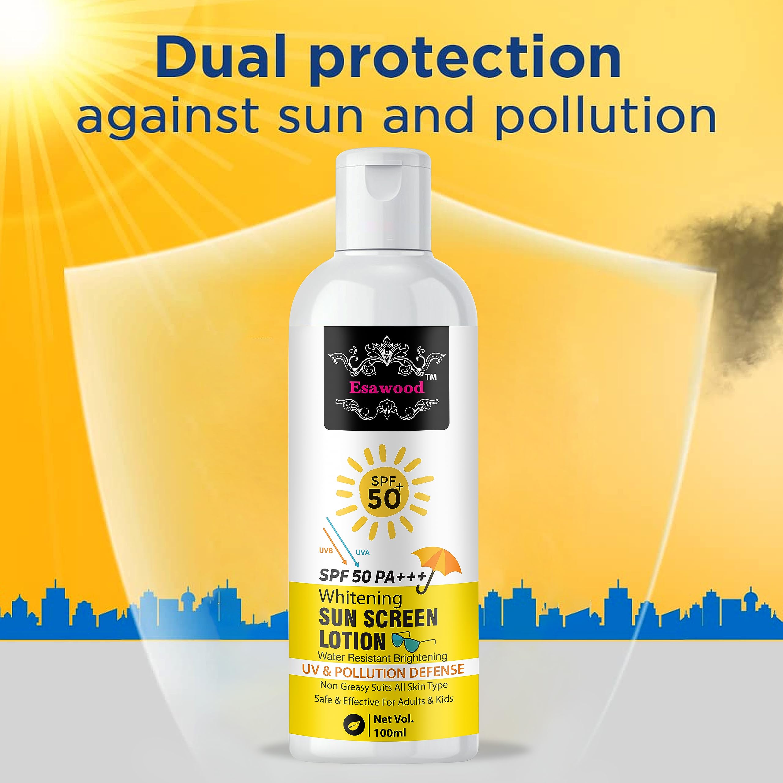 SPF 50+ Sunscreen Lotion for Face & Body - Broad Spectrum UVA/UVB Protection, Water Resistant, Non-Greasy Formula - Perfect for Beach, Swimming & Outdoor Activities