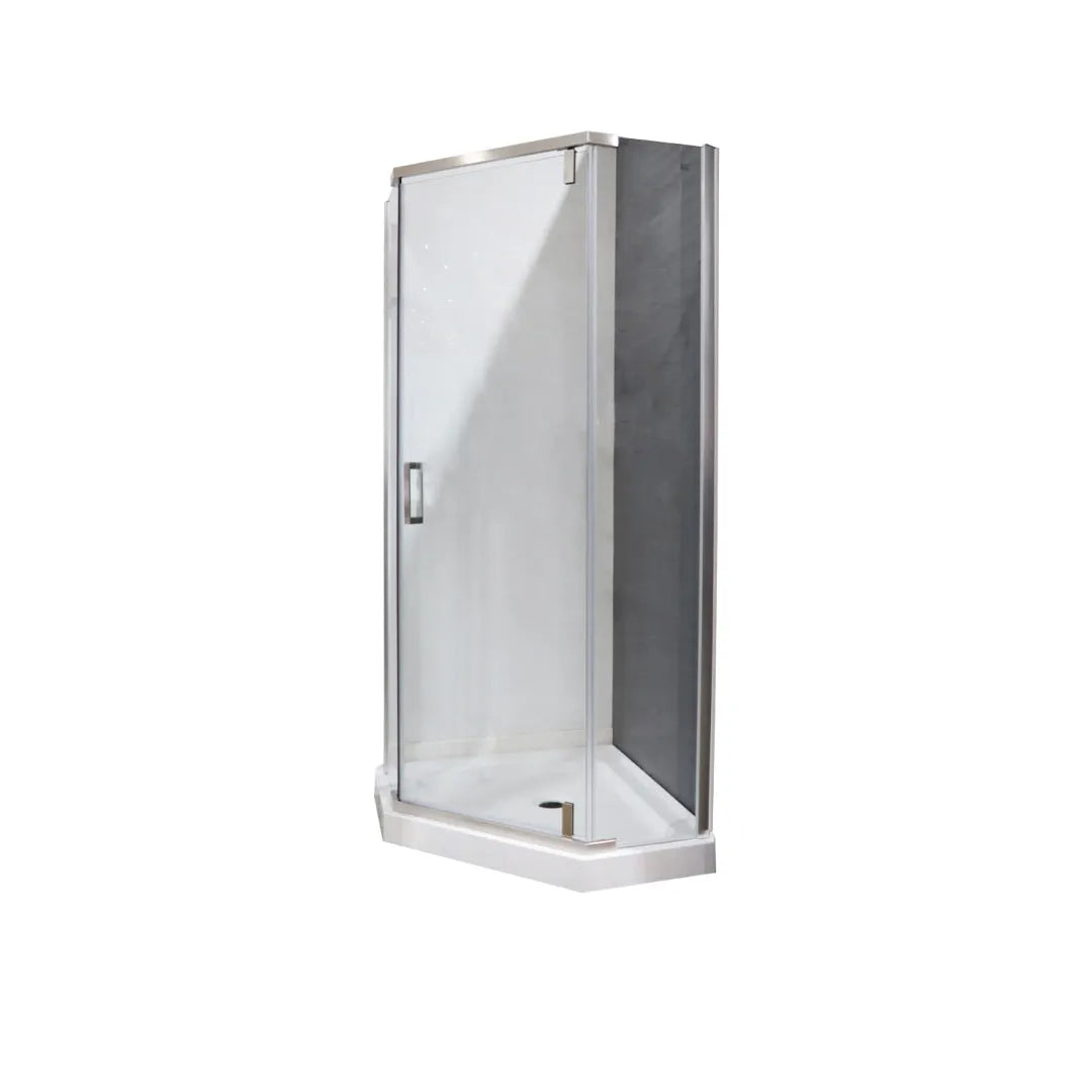 Premium Sliding Glass Shower Door with Waterproof Tray - Frameless Bathroom Enclosure for Modern Homes | Perfect for Small Bathrooms & Spa-Like Showers