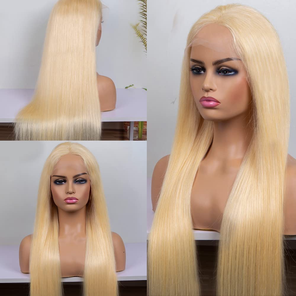 Kelissa 613 Blonde Human Hair Lace Front Wig - Brazilian Straight 22 Inch HD Lace Frontal with Pre-Plucked Hairline & Baby Hair | 150% Density for Black Women | Perfect for Daily Wear, Cosplay & Special Occasions