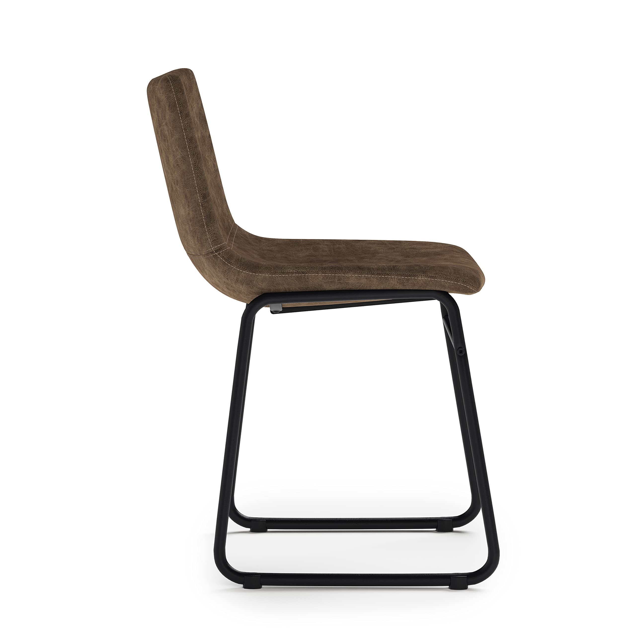 SIMPLIHOME Warner Mid Century Modern Dining Chairs (Set of 2) - Distressed Brown Vegan Faux Leather - Stylish & Comfortable for Dining Room, Kitchen, Breakfast Nook & Home Office