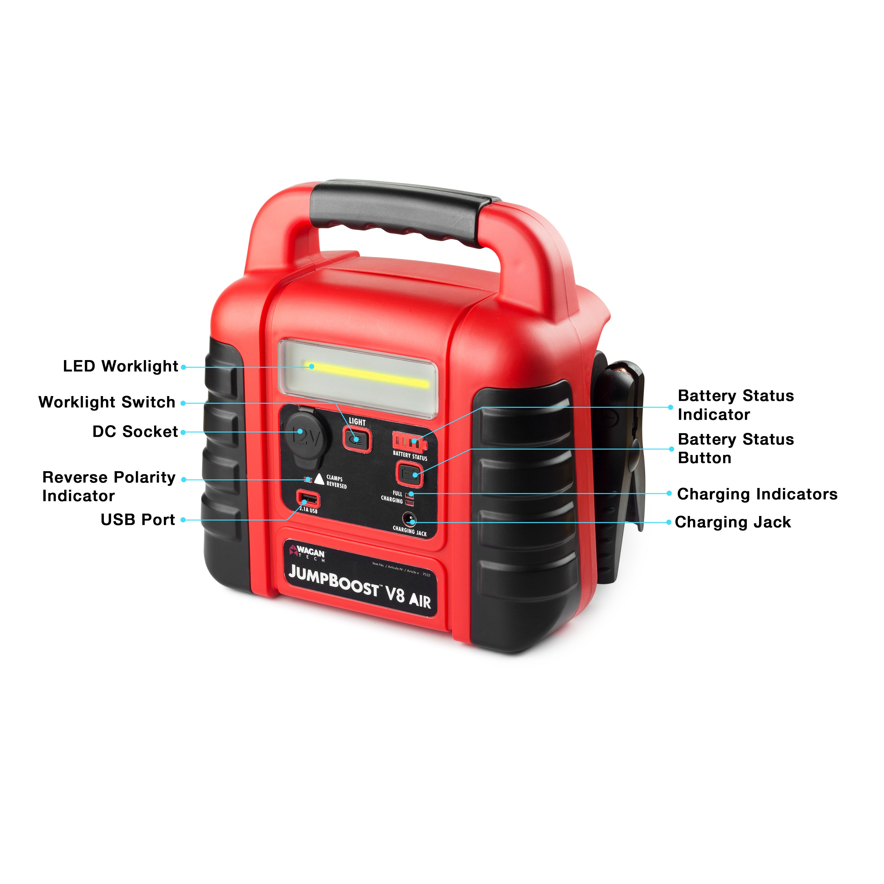 JumpBoost V8 Air - Portable Car Jump Starter with 2000A Peak Current, 12V Battery Booster for Cars, Trucks, SUVs & Motorcycles - Emergency Power Bank & USB Charger for Roadside Assistance & Outdoor Adventures