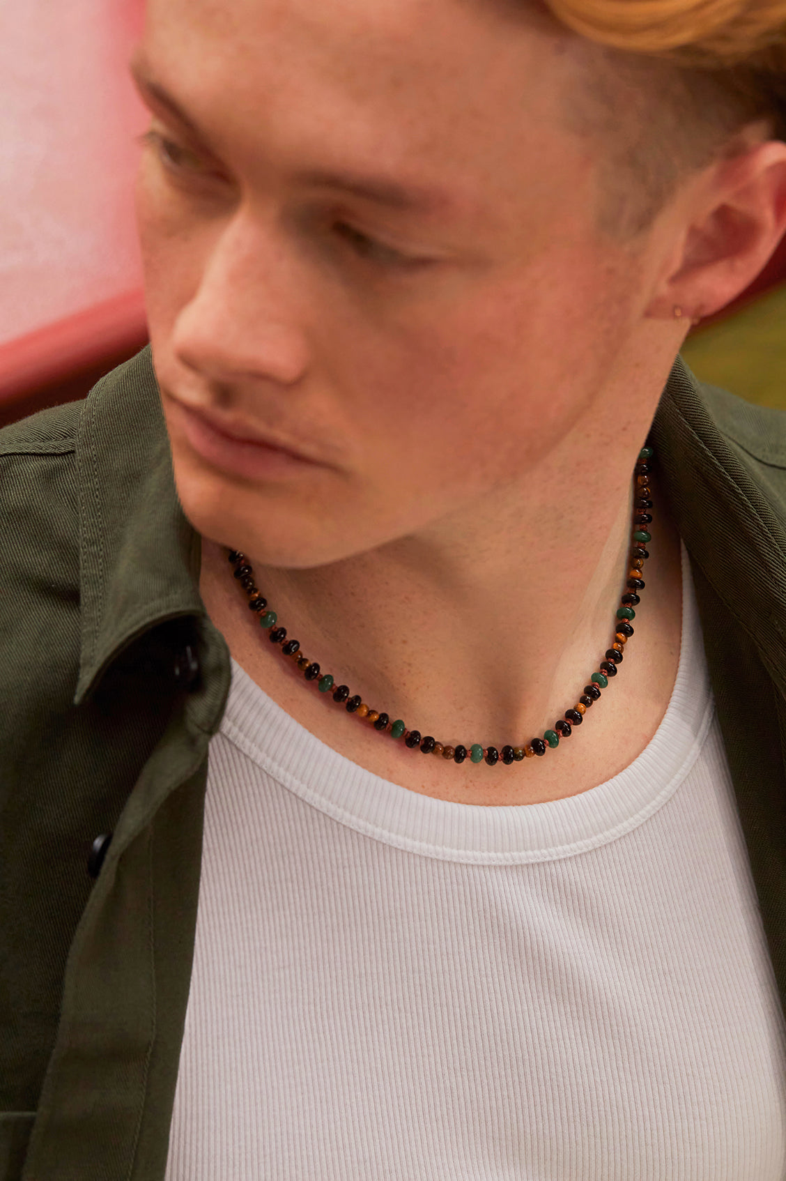 Gemstone Knotted Necklace for Men - Handmade Beaded Necklace with Natural Stones - Perfect for Casual Wear, Gifts & Boho Style