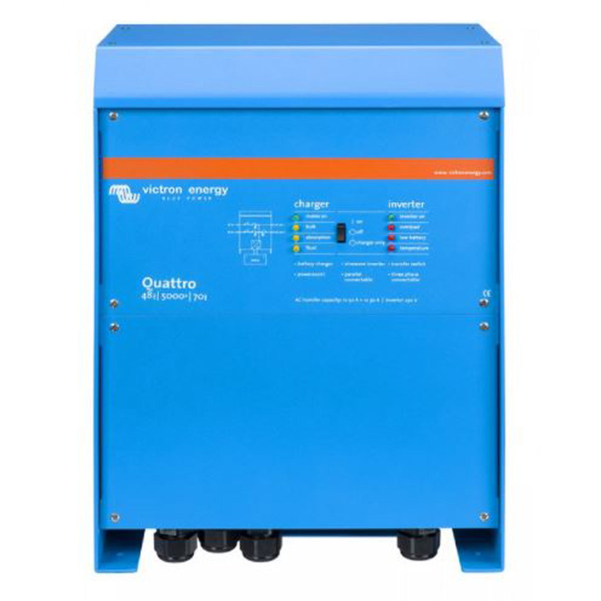 Victron Energy Quattro 48V 5000VA 70A 230V Inverter/Charger - Dual AC Input & VE.Bus Communication for Solar Systems, RVs & Marine Applications