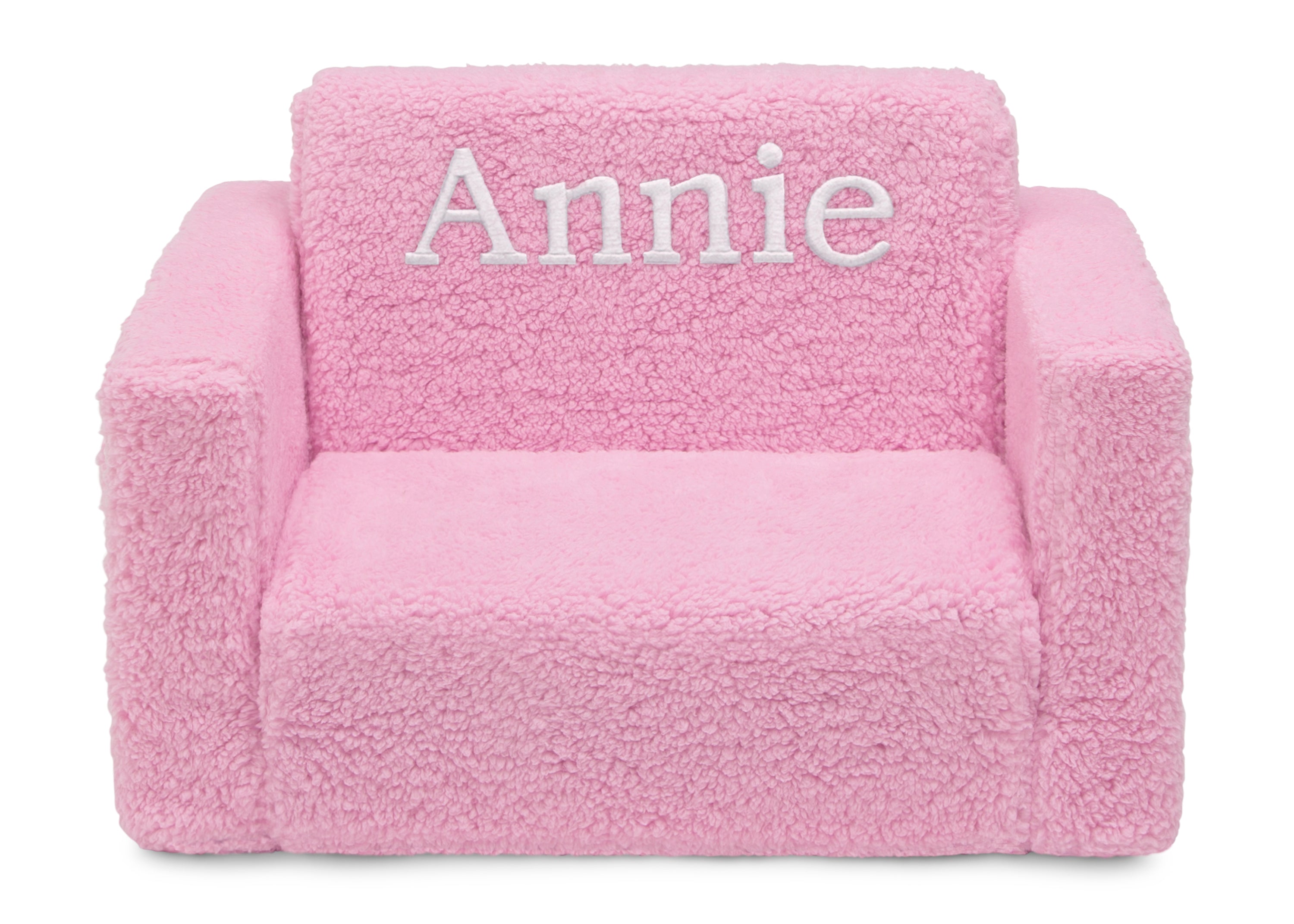Personalized Cozee Flip Out Sherpa 2-in-1 Convertible Chair to Lounger for Kids - Soft Plush Kids Furniture for Bedroom, Playroom & Reading Nook