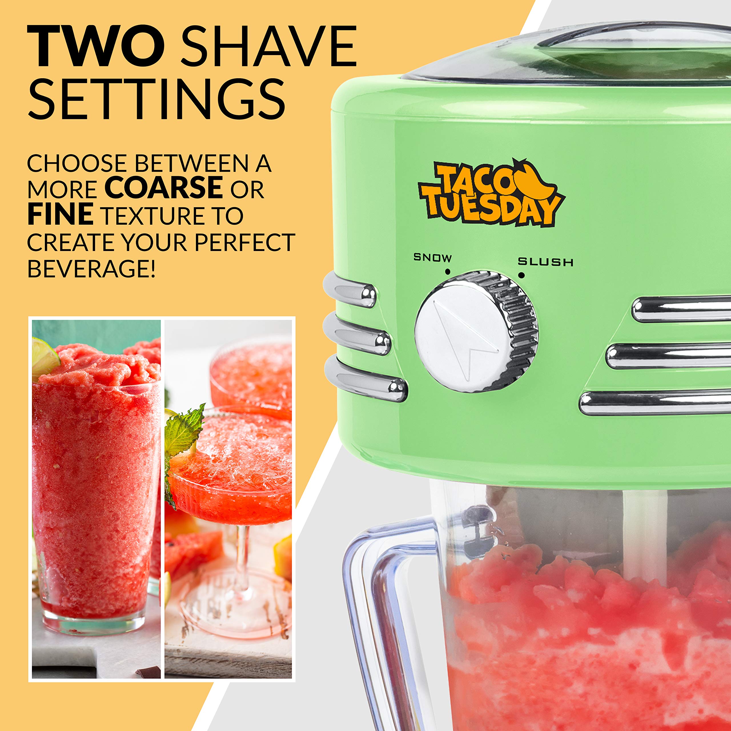 Nostalgia Taco Tuesday Frozen Drink Maker & Margarita Machine - 40oz Slushy Maker with Stainless Steel Spout - Double Insulated, Easy Clean - Lime Green - Perfect for Home Parties, BBQs & Summer Gatherings
