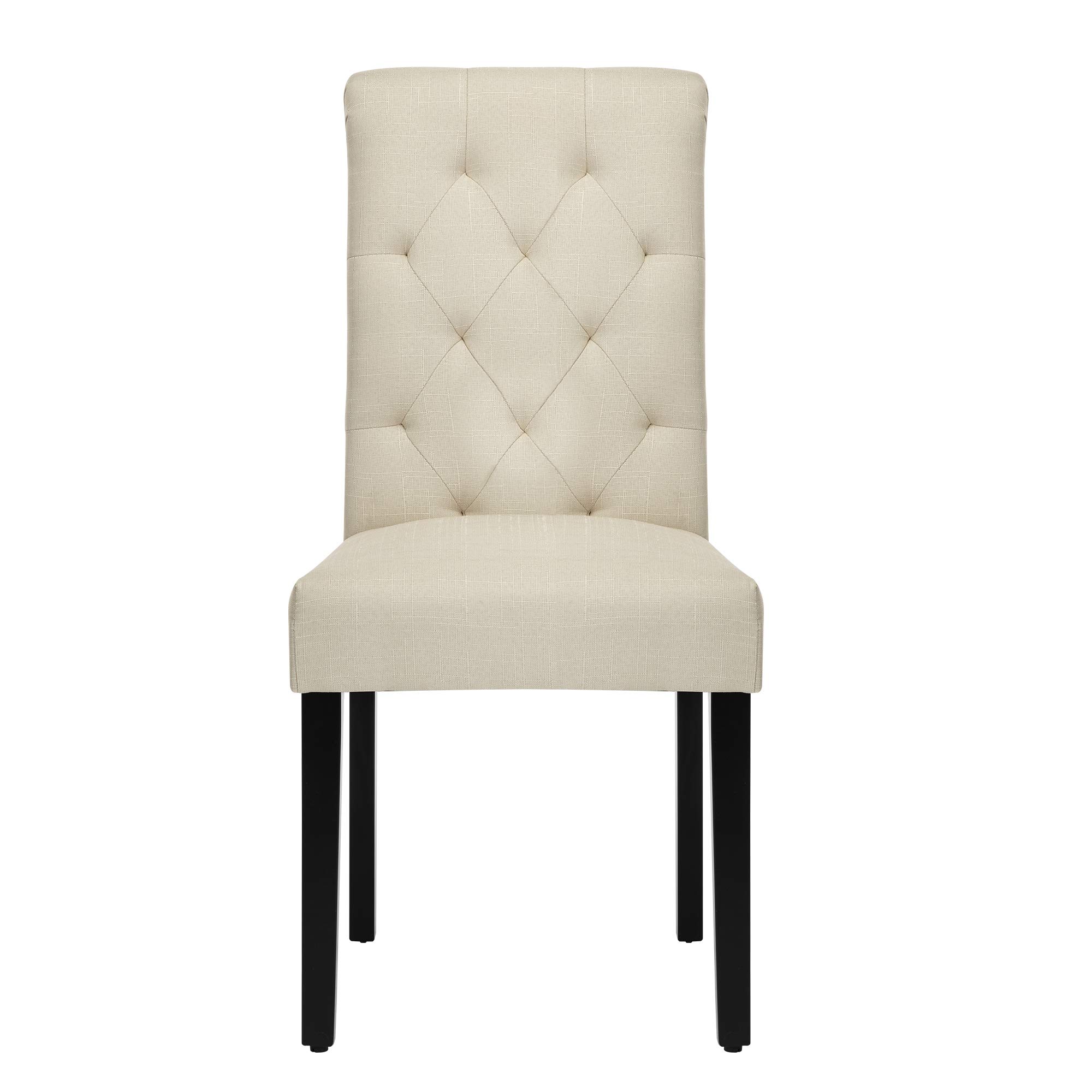 NOBPEINT Modern Fabric Dining Chairs with Sturdy Wood Legs - Set of 2 Beige Kitchen Chairs for Dining Room, Breakfast Nook & Small Space Decor
