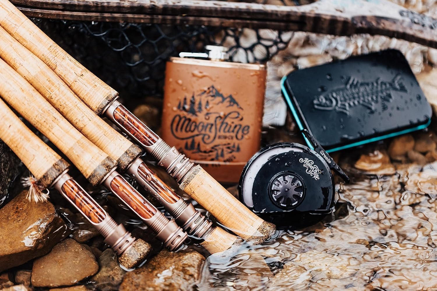 Premium Moonshine Rod Co. Fly Fishing Rod with Durable Carrying Case & Extra Tip - Slow/Medium/Fast Action for Trout, Bass & Salmon - Perfect for Streams, Rivers & Lakes