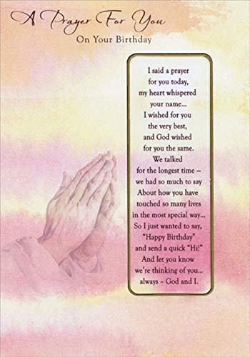 Designer Greetings Praying Hands Religious Birthday Card - Yellow Die Cut with Detachable Bookmark - Perfect for Christian Celebrations, Baptisms & Spiritual Gifts