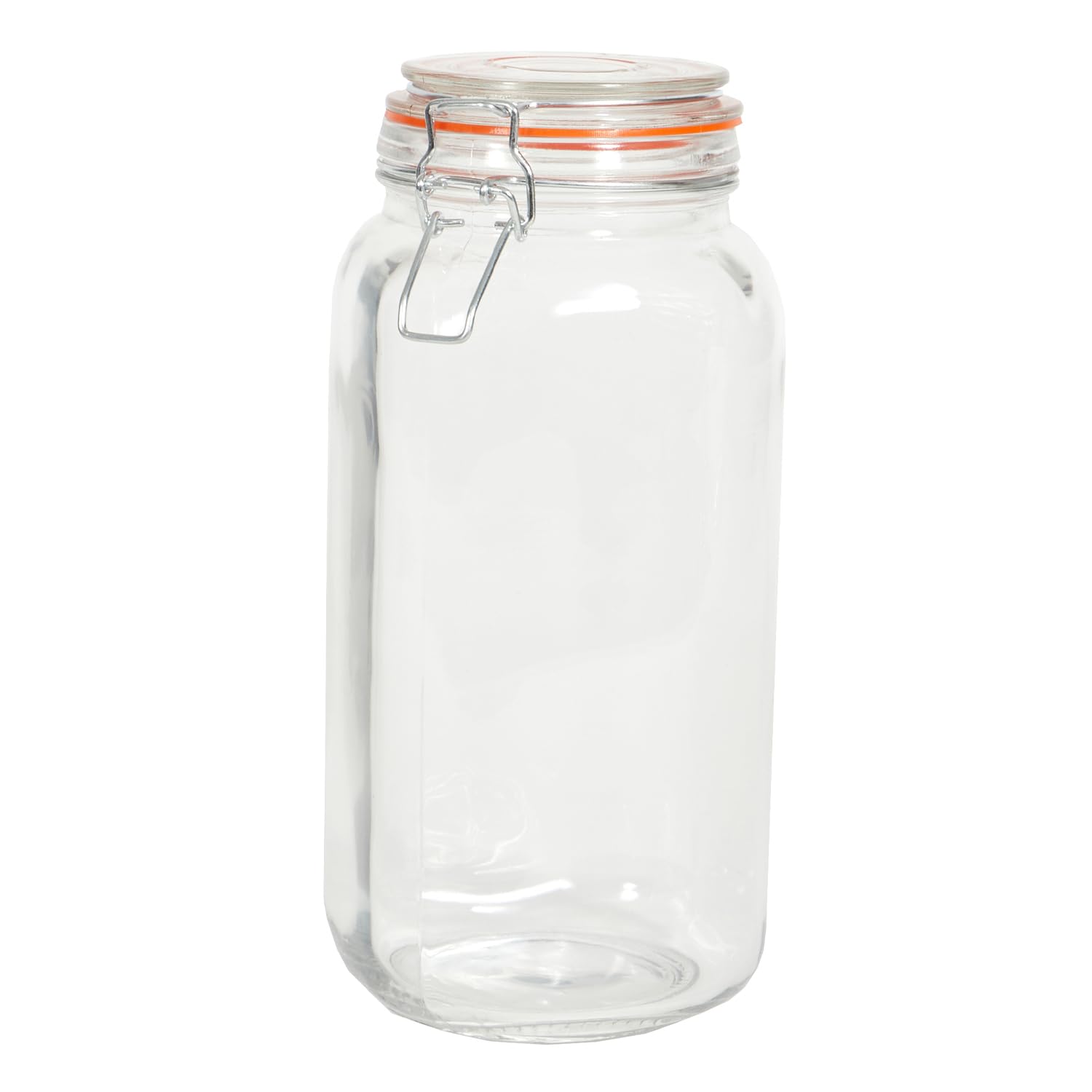Home Basics X-Large Clear Mason Jar with Lid - 8 Cup Capacity for Pickling, Canning, Food Storage & DIY Crafts | Airtight Bail Lid with Rubber Gasket | Perfect for Pickles, Sauces, Jelly, Condiments, Snacks & Kitchen Organization