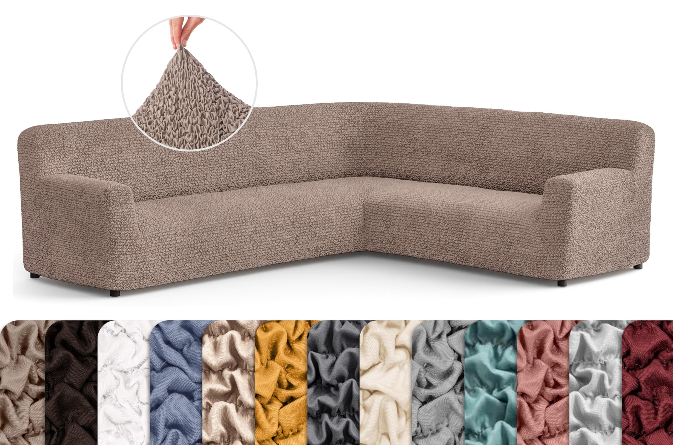 PAULATO BY GA.I.CO. Extra Large L-Shape Corner Sectional Couch Cover - Washable Polyester Sofa Slipcover - 1-Piece Form Fit Furniture Protector - Microfiber Fabric (Corner Sofa, Marsala) - Perfect for Living Room, Family Room & Home Theater Protection
